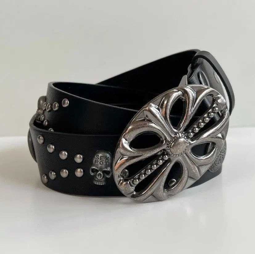 Designer Y2K skeleton studded goth emo black belt Size ONE SIZE - 3 Thumbnail