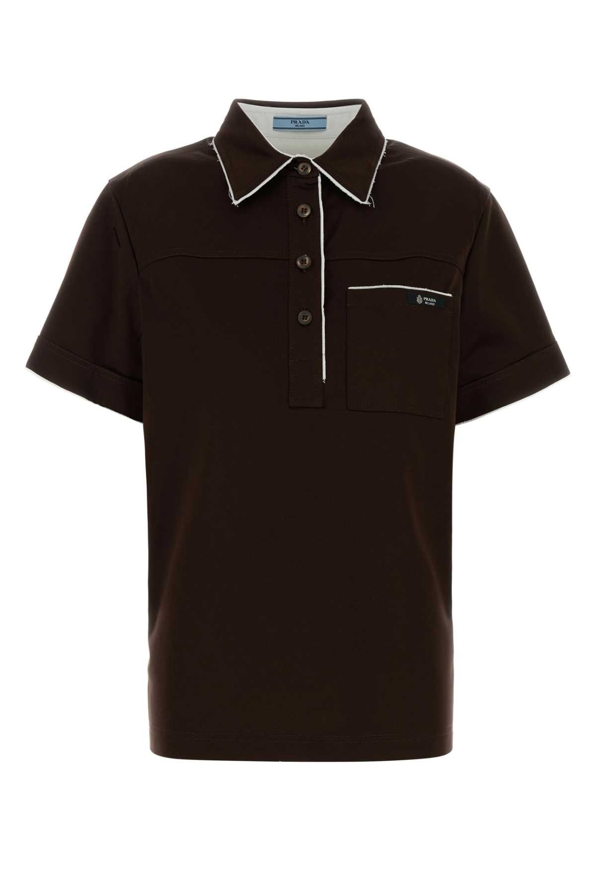 Prada Chocolate Cotton Polo Shirt Size M / US 6-8 / IT 42-44 - 1 Thumbnail