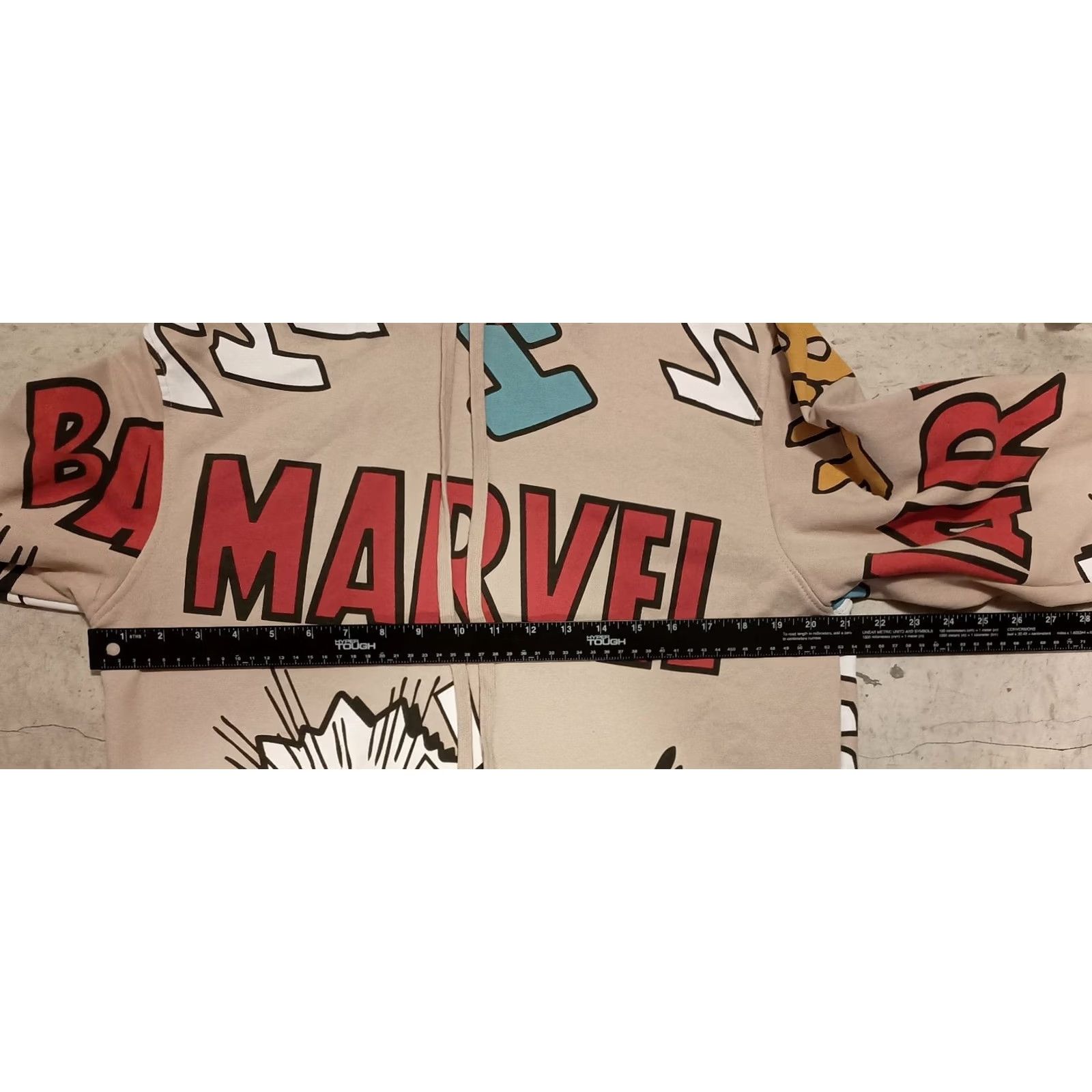 Vintage Marvel Hoodie Shirts Mens Beige Comics Theme Pullover AOP Bam Pow M Size Marvel Mens Pullover Hoodie Size US M / EU 48-50 / 2 - 3 Thumbnail