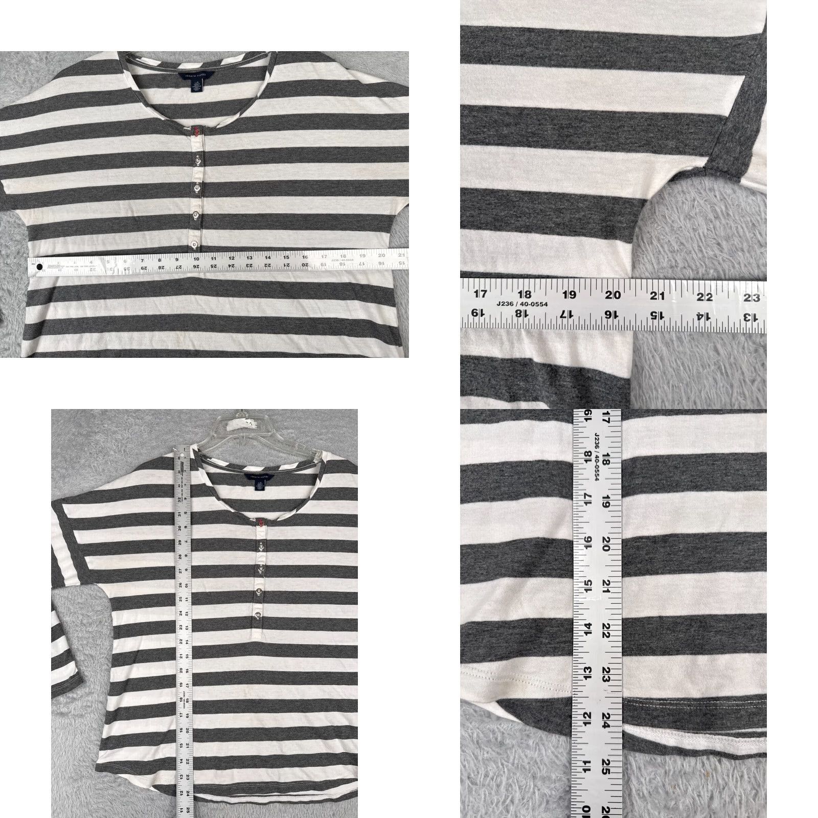 Tommy Hilfiger Tommy Hilfiger Shirt Women Large Gray White Stripe Long Sleeve Cotton Blend Size L / US 10 / IT 46 - 8 Thumbnail