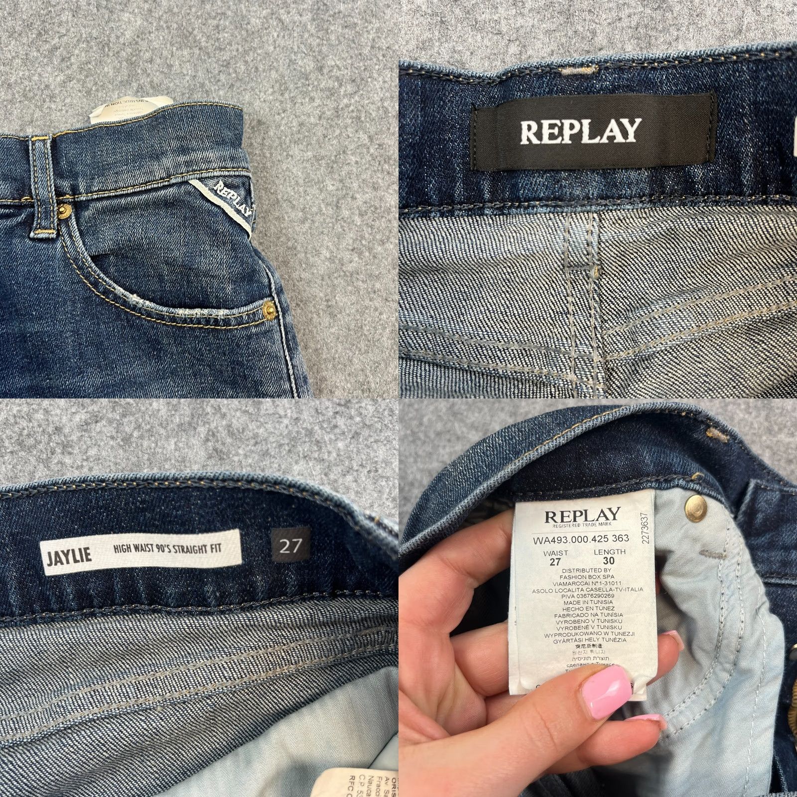 Replay Replay Jaylie Womens Mom Jeans High Waist Straight 27 30 UK 8 Mid Wash Blue 90s Jeans Womens Mens Girls? Size 30" / US 8 / IT 44 - 8 Thumbnail