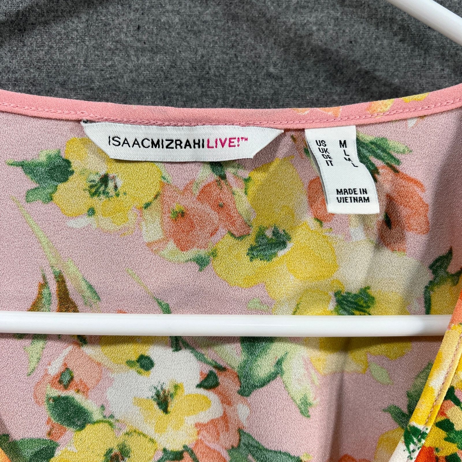 Isaac Mizrahi Isaac Mizrahi LIVE! Printed Stretch Crepe Blouse Pink Medium Size M / US 6-8 / IT 42-44 - 6 Thumbnail