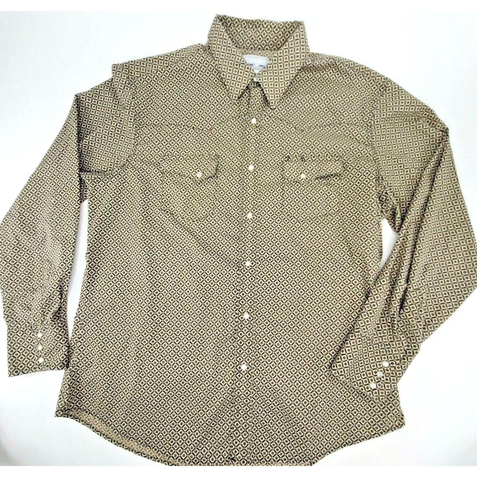 Wrangler VINTAGE Wrangler Wrancher Long Sleeve Western Shirt Men XL Geometric Green Brown Size US XL / EU 56 / 4 - 2 Thumbnail