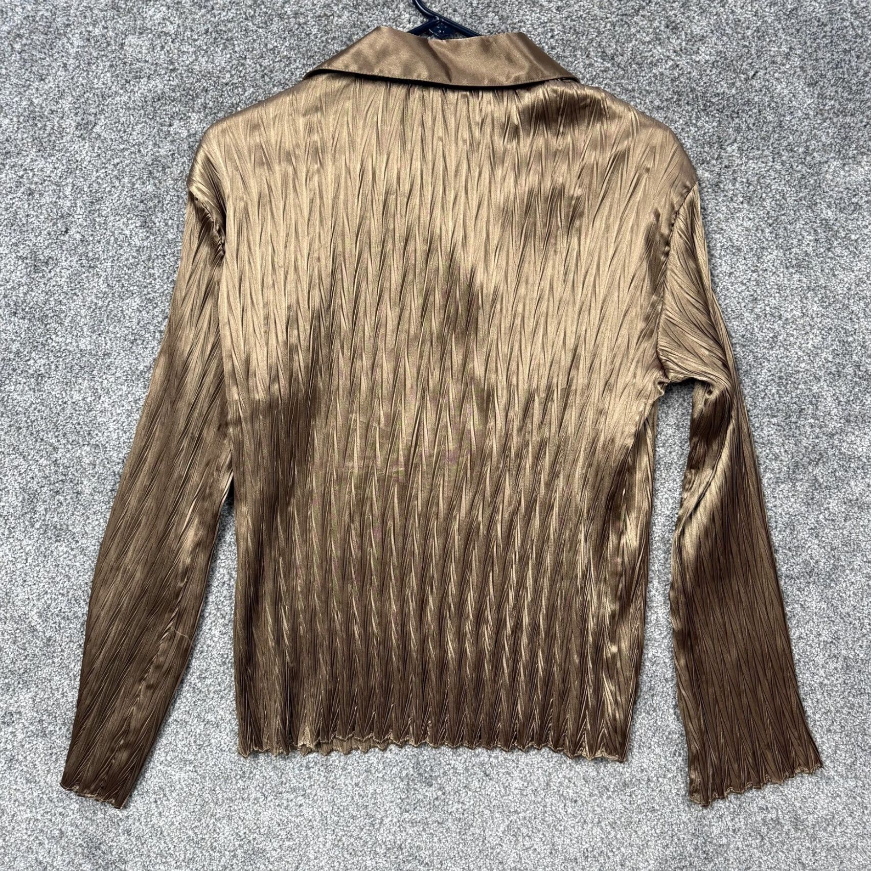 Vintage VIA CONDOTTI Blouse Gold Pleated Button Up M Women’s Party Top Size M / US 6-8 / IT 42-44 - 6 Thumbnail