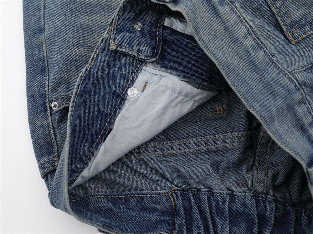 Japanese Brand × Jean Street punk pleated casual washed distressed straight jeans Size US 32 / EU 48 - 4 Thumbnail