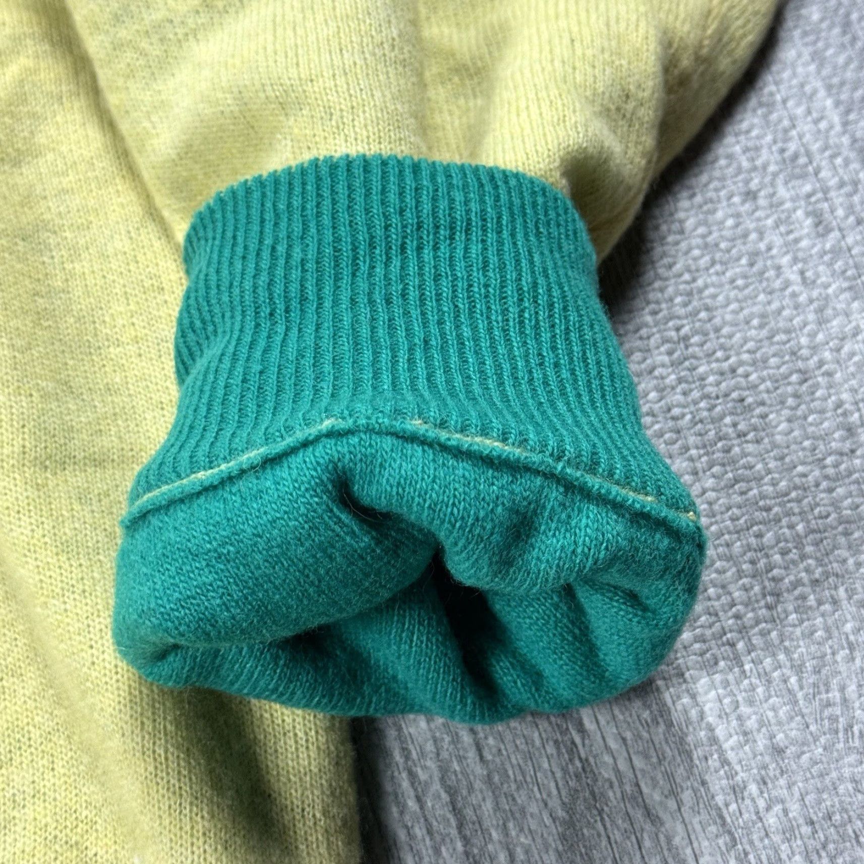 Lord & Taylor Vintage Lord & Taylor Men's Double Layer Waffle-Knit Cashmere Sweater XL Yellow Teal 90s Preppy Pullover Size US XL / EU 56 / 4 - 4 Thumbnail