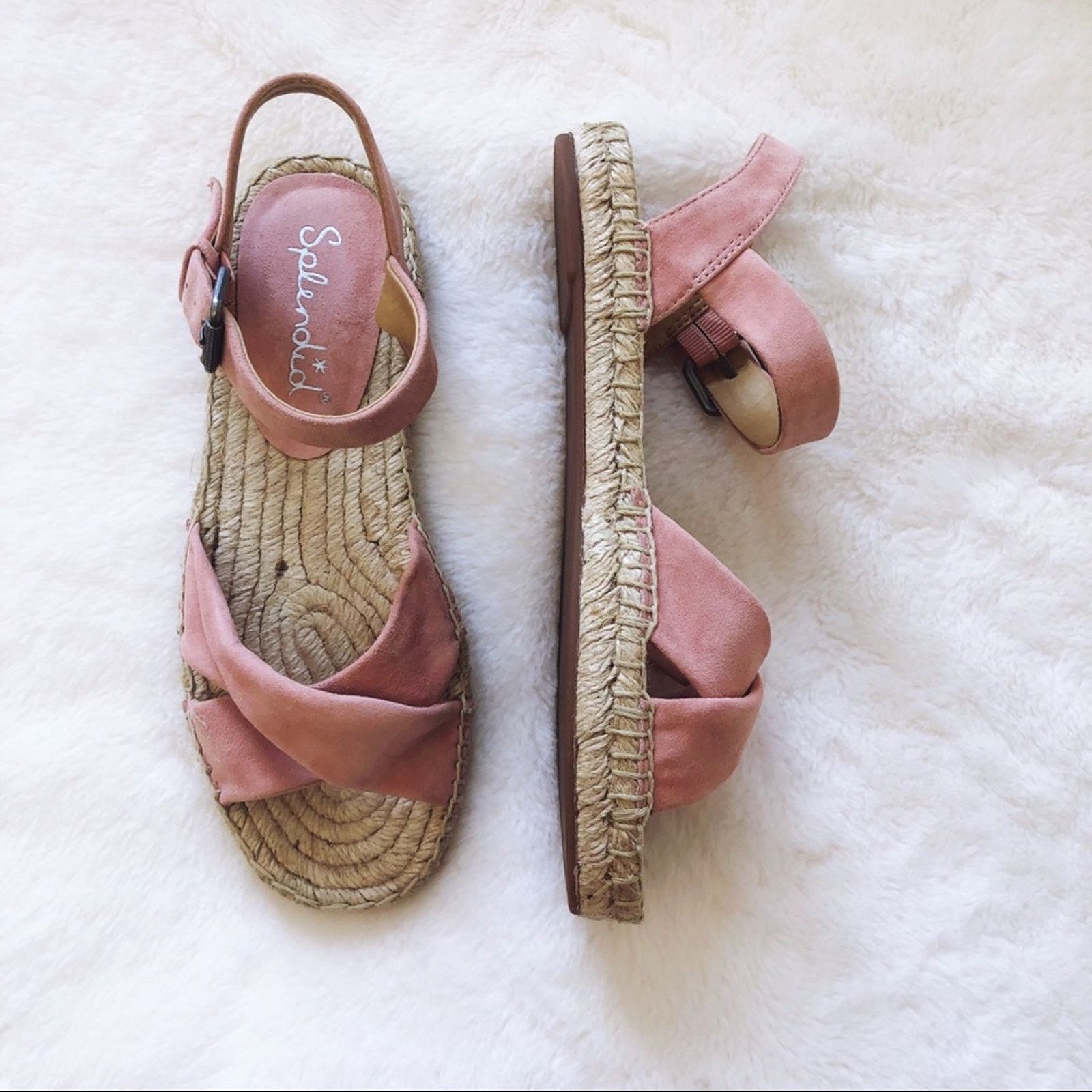 Other Splendid Pink Blush Suede Espadrille Sandals Size US 6.5 / IT 36.5 - 4 Thumbnail