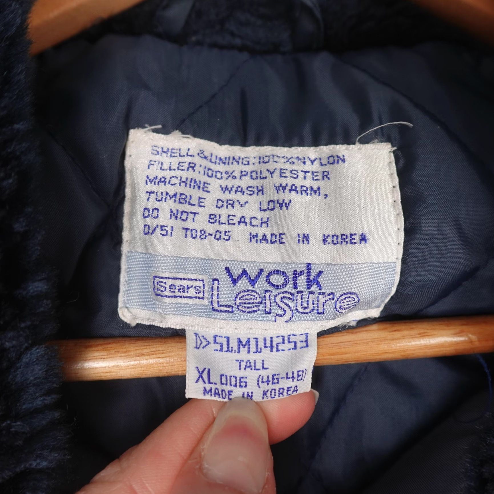Sears VINTAGE Sears Bomber Jacket Mens XLTall Navy Fur Trim Full Zip 80s Outdoor Workwear Size US XL / EU 56 / 4 - 2 Thumbnail