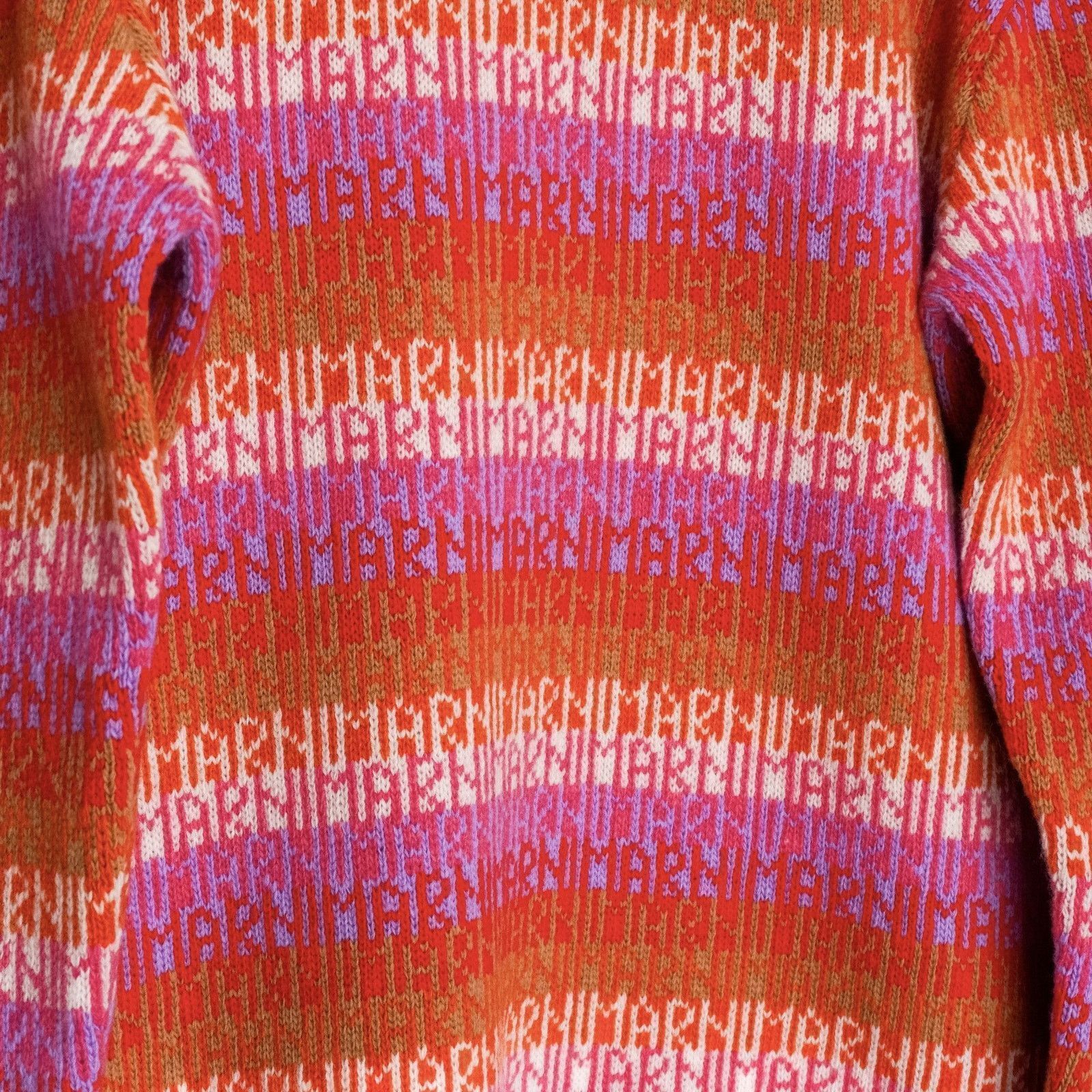 Marni Marni Striped Logo Knit Multicolor Wool Crew Sweater Size US S / EU 44-46 / 1 - 4 Thumbnail