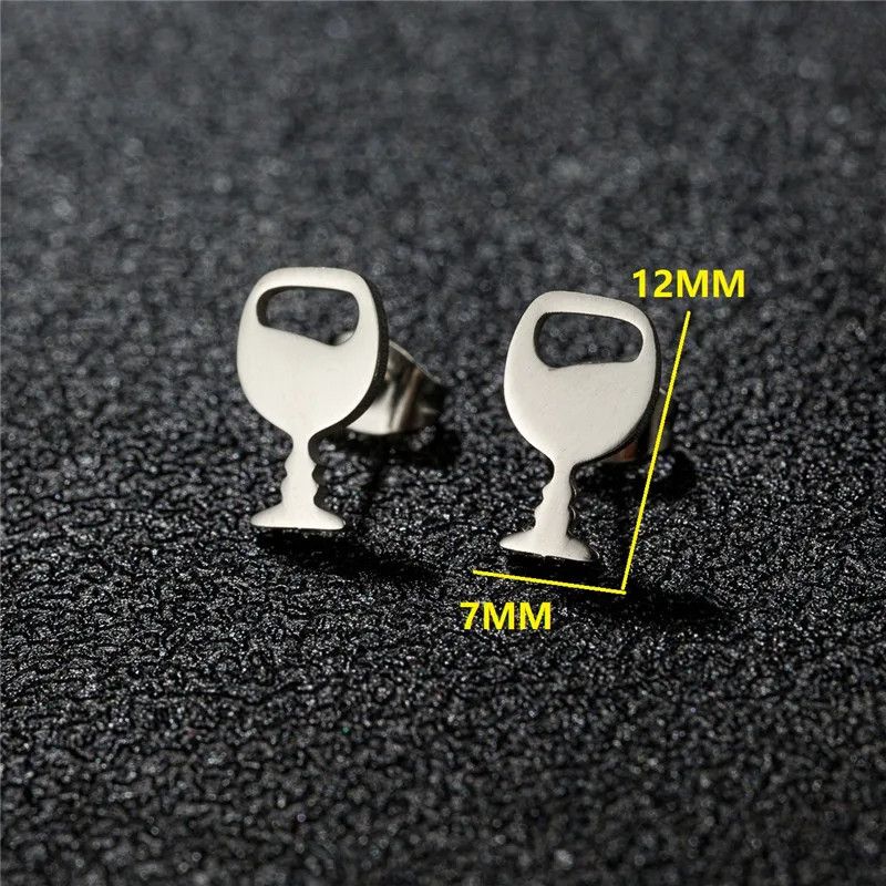 Jewelry Wine Glasses Mini Stud Earrings Charm Earring Gift Size ONE SIZE - 2 Thumbnail