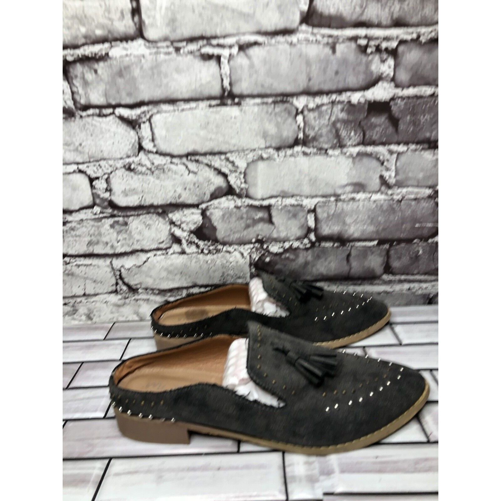 Other Mi.iM Suede Leather Studded Kiltie Loafer Slip On Mules Flat Size US 7.5 / IT 37.5 - 14 Thumbnail