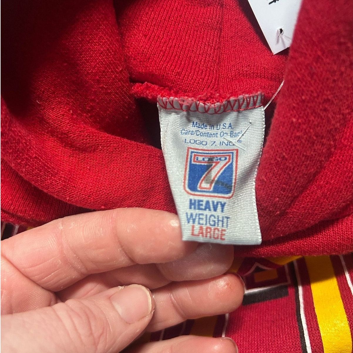 Logo 7 90s Vintage Kansas City Chiefs Logo7 Red Hoodie Size L Size L / US 10 / IT 46 - 4 Thumbnail