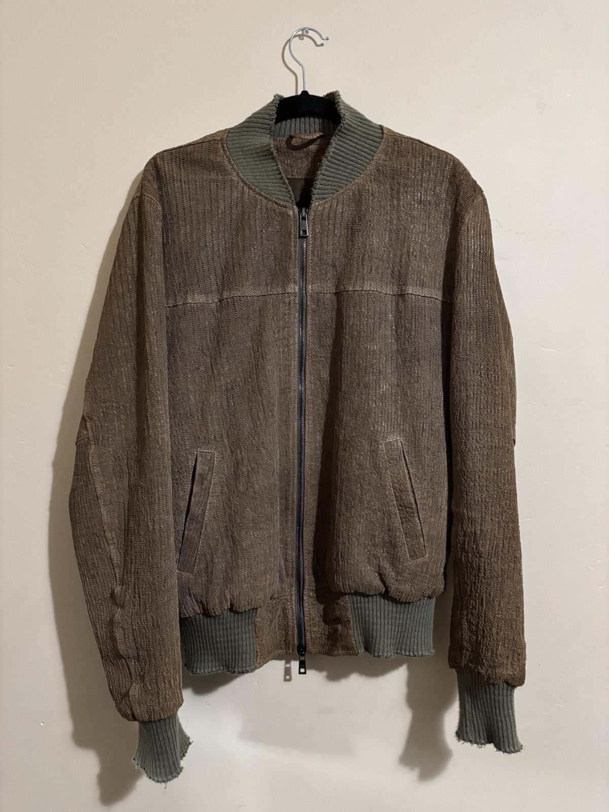 Giorgio Brato (BNWT) Perforated Vegetable Tanned Leather Bomber Jacket Size US M / EU 48-50 / 2 - 1 Thumbnail