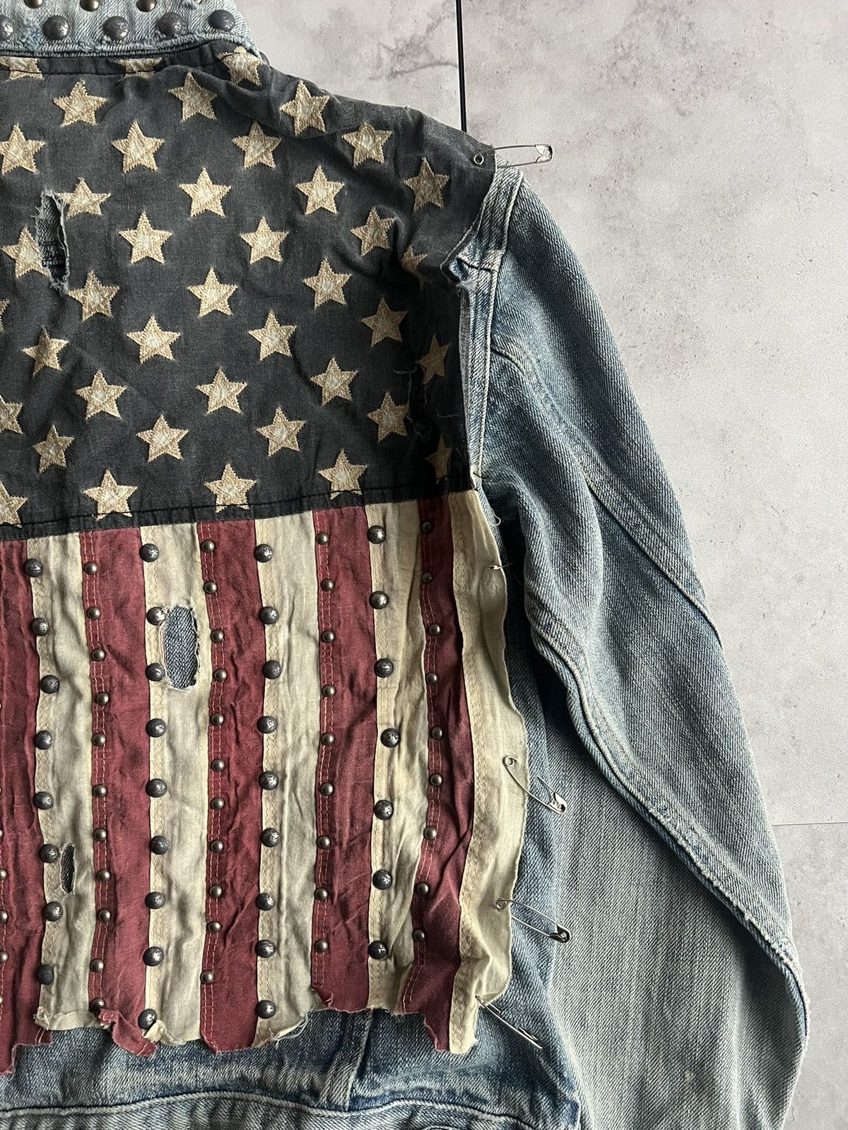 Ralph Lauren Ralph Lauren Studded American Flag Safety Pin Denim Jacket Size US S / EU 44-46 / 1 - 4 Thumbnail
