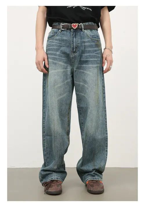 VIBE American retro men's street loose casual distressed jeans Size US 32 / EU 48 - 6 Thumbnail