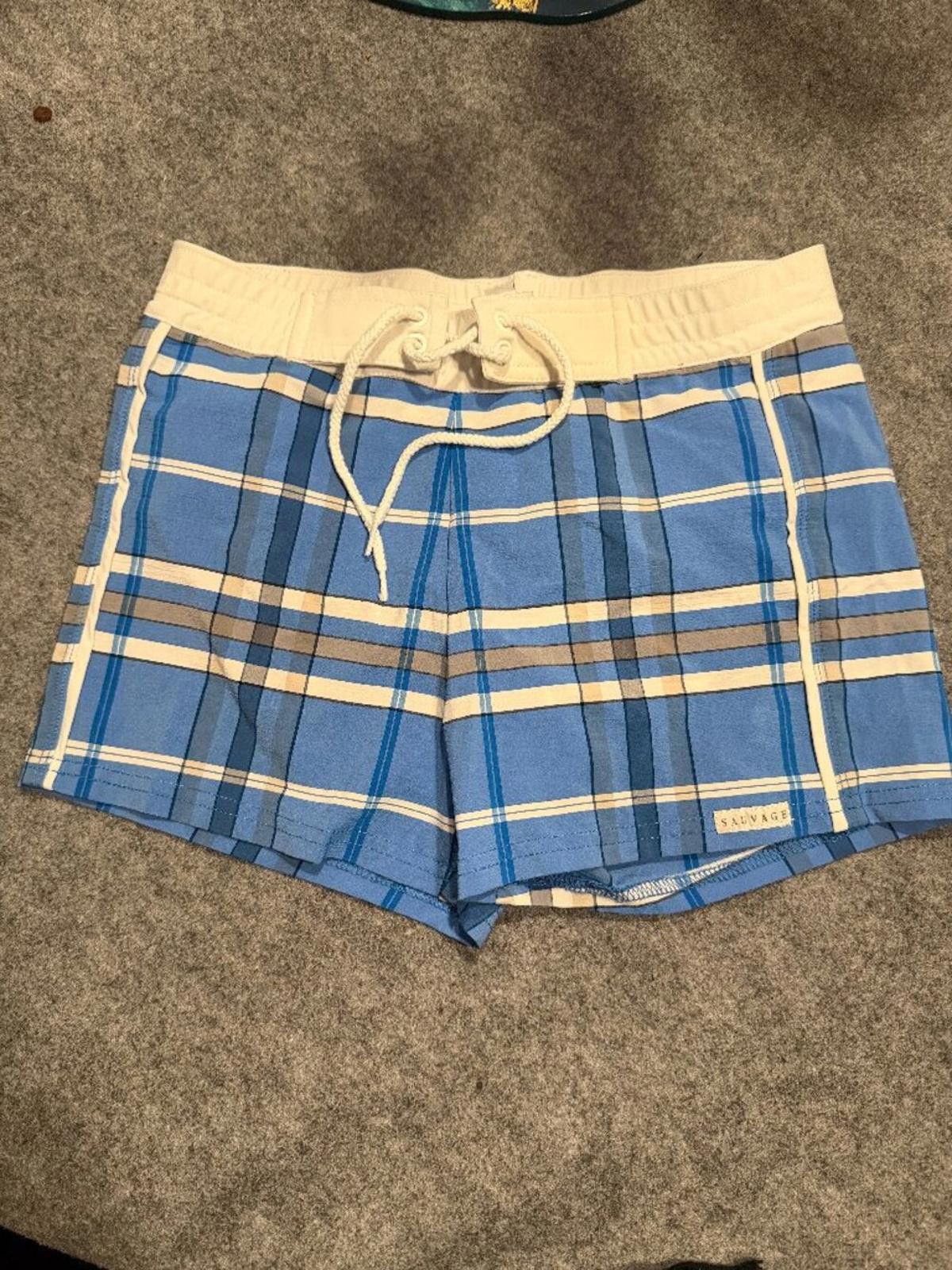 Salvage Sauvage Swim Trunks Blue Plaid Size Small 9/10 Condition Size US 30 / EU 46 - 8 Thumbnail