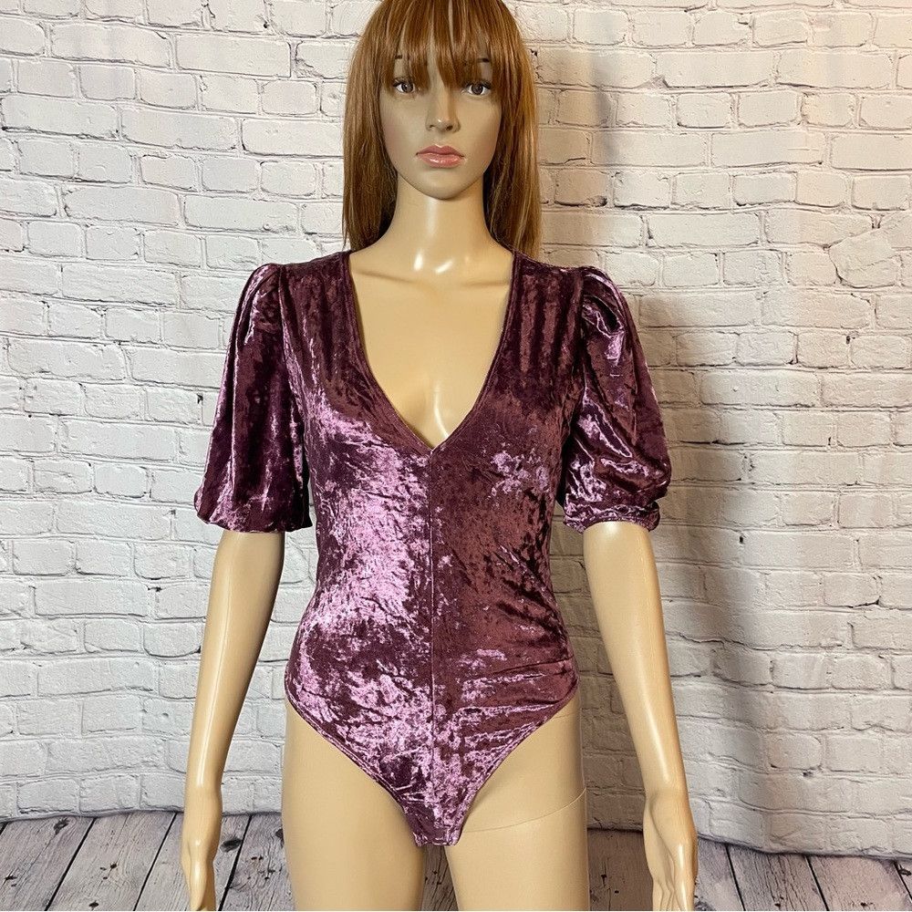 Free People New Free People Don't You Wish Velvet Purple Bodysuit Size Size S / US 4 / IT 40 - 2 Thumbnail