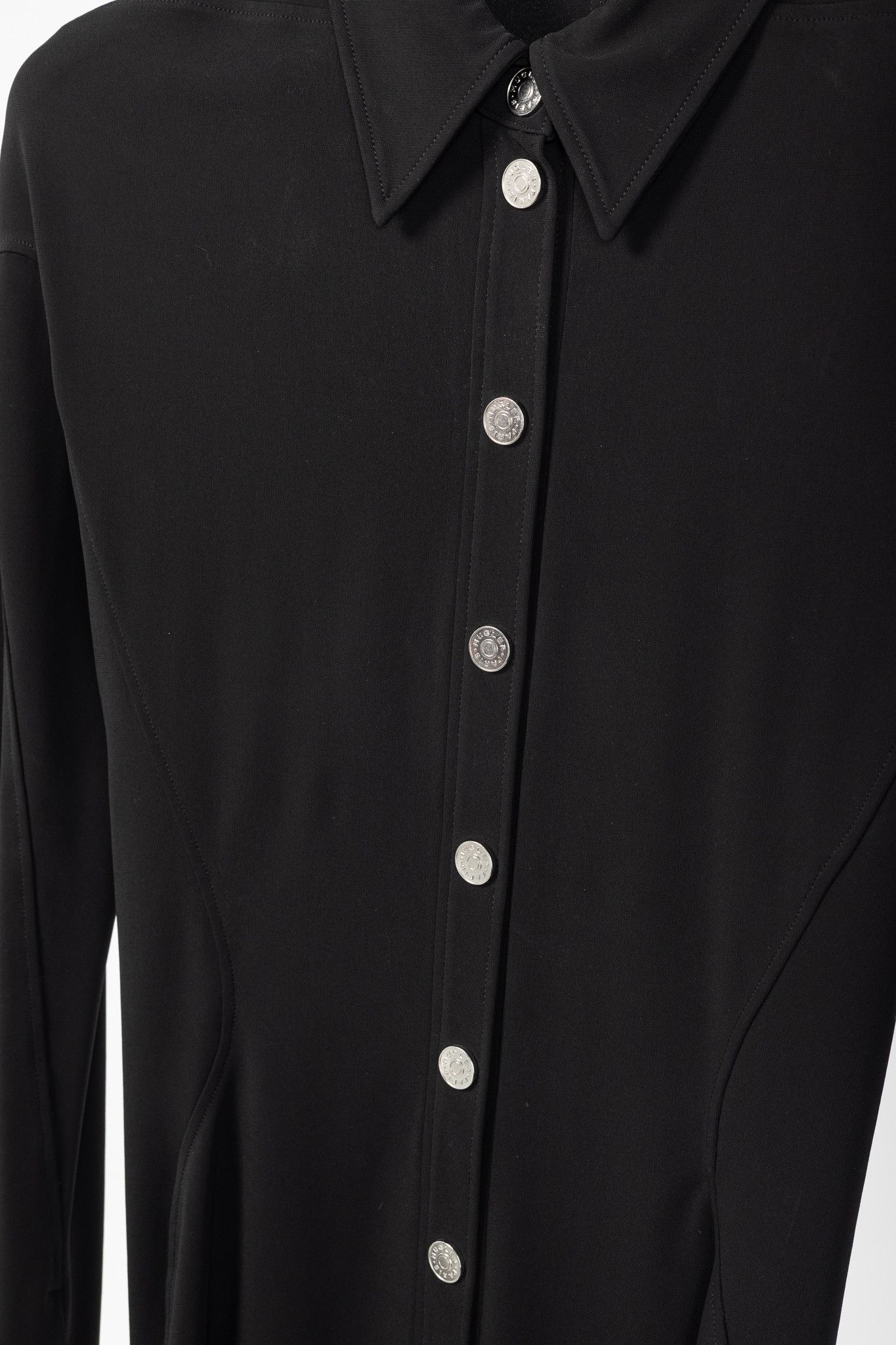Mugler Mugler Black Long-Sleeved Stretch-Jersey Shirt Size M / US 6-8 / IT 42-44 - 7 Thumbnail
