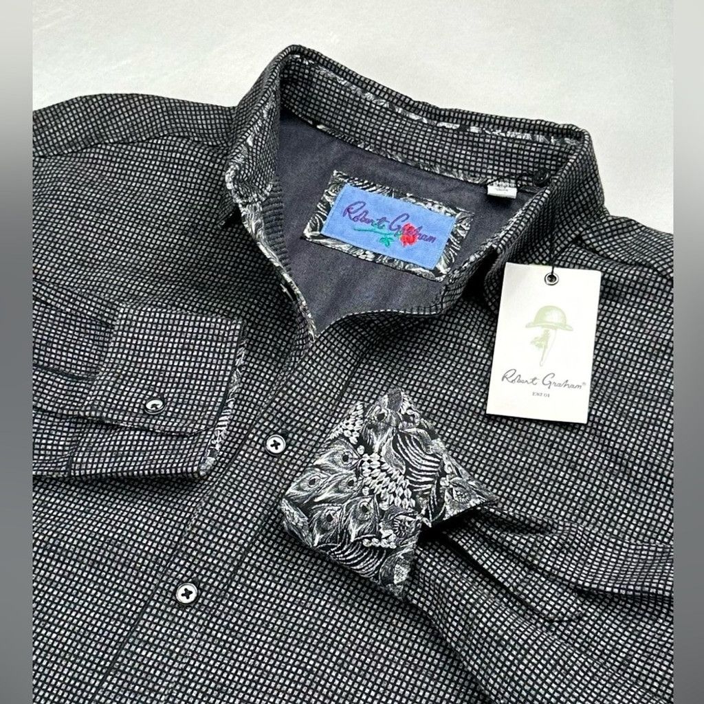 Robert Graham Robert Graham Mens M Black Ruyter Flipcuff Shirt Classic Fit Size US M / EU 48-50 / 2 - 1 Thumbnail