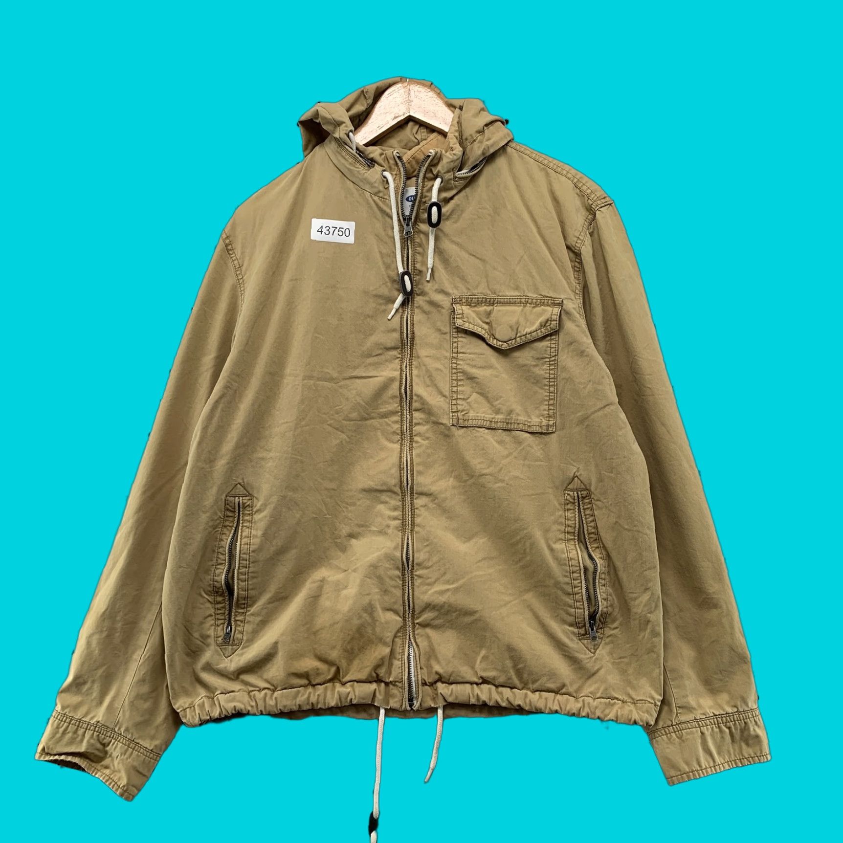 Old Navy VINTAGE Old Navy Hoodie Mens L Tan Lightweight Zip Up Hoodie Size US L / EU 52-54 / 3 - 1 Thumbnail