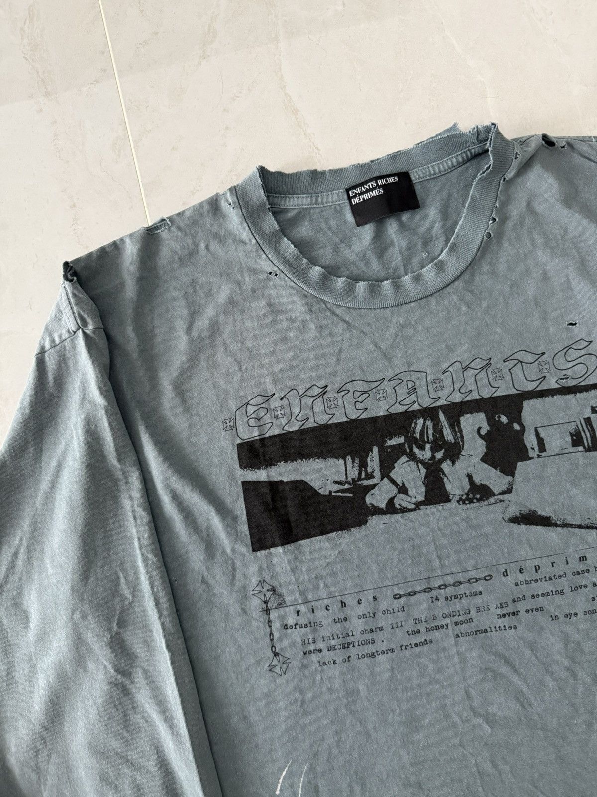 Enfants Riches Deprimes Enfants Riches Deprimes Petrol Distressed Longsleeve Sz.M Size US M / EU 48-50 / 2 - 2 Thumbnail