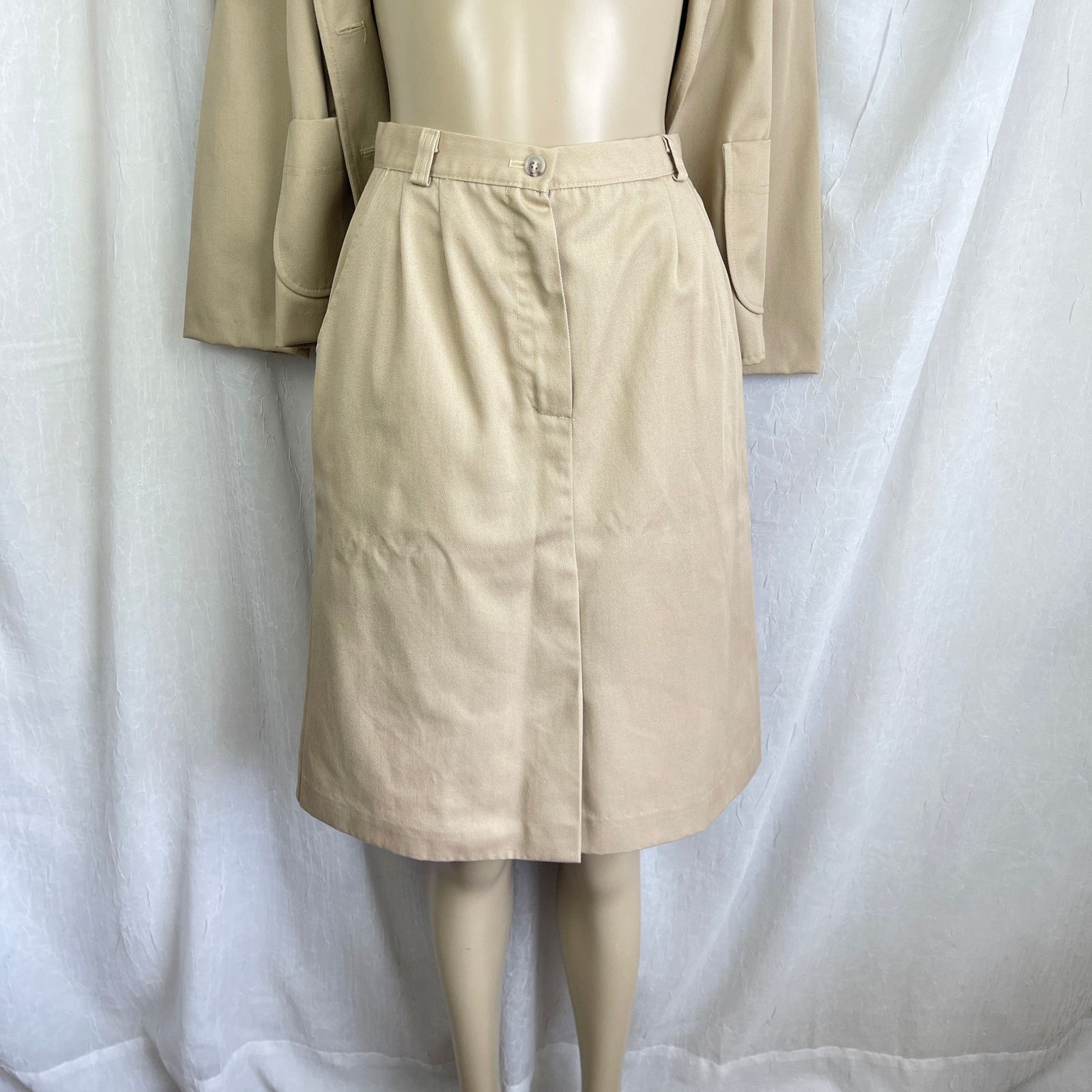 Vintage VTG 70’s Russ Petites Khaki Jacket Knee Length Skirt Set 4 Size S / US 4 / IT 40 - 4 Thumbnail