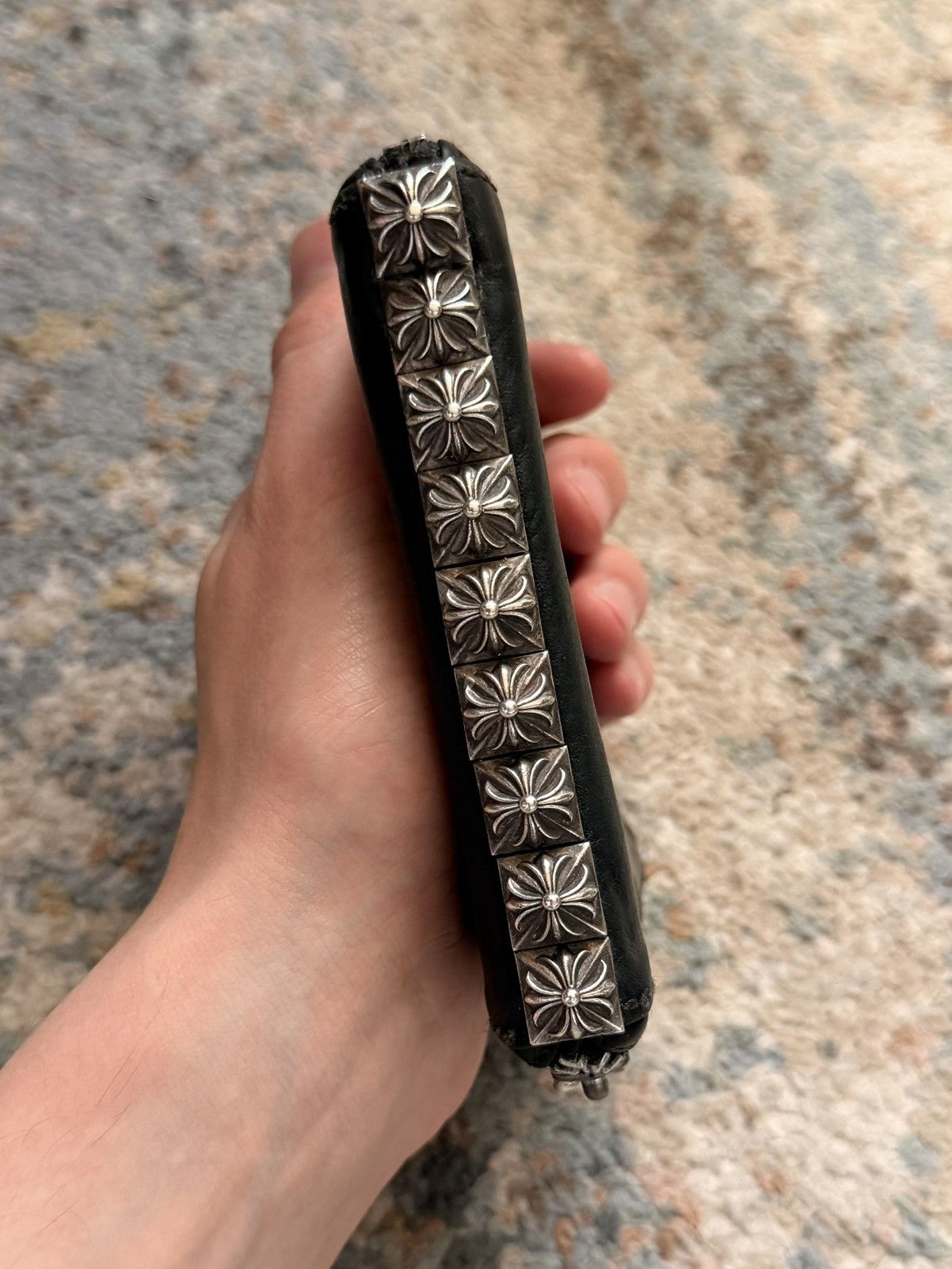 Chrome Hearts Chrome Hearts Pyramid Plus Studded Black Leather Zip Wallet Size ONE SIZE - 1 Thumbnail