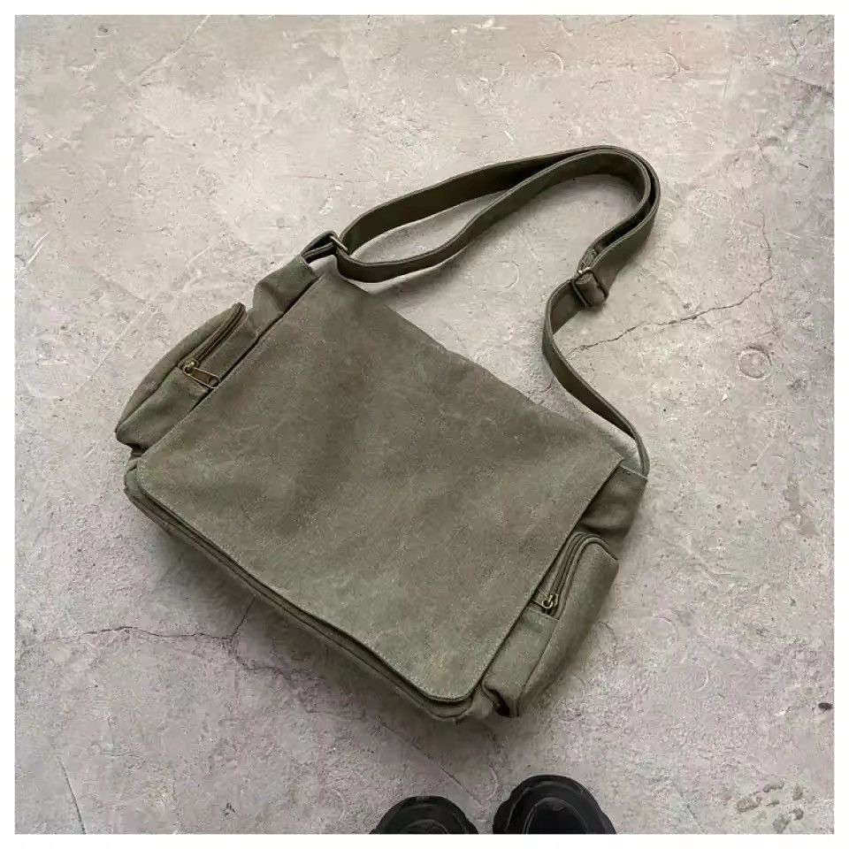 Japanese Brand Streetwear Capacity Canvas Crossbody Shoulder Bag Size ONE SIZE - 3 Thumbnail