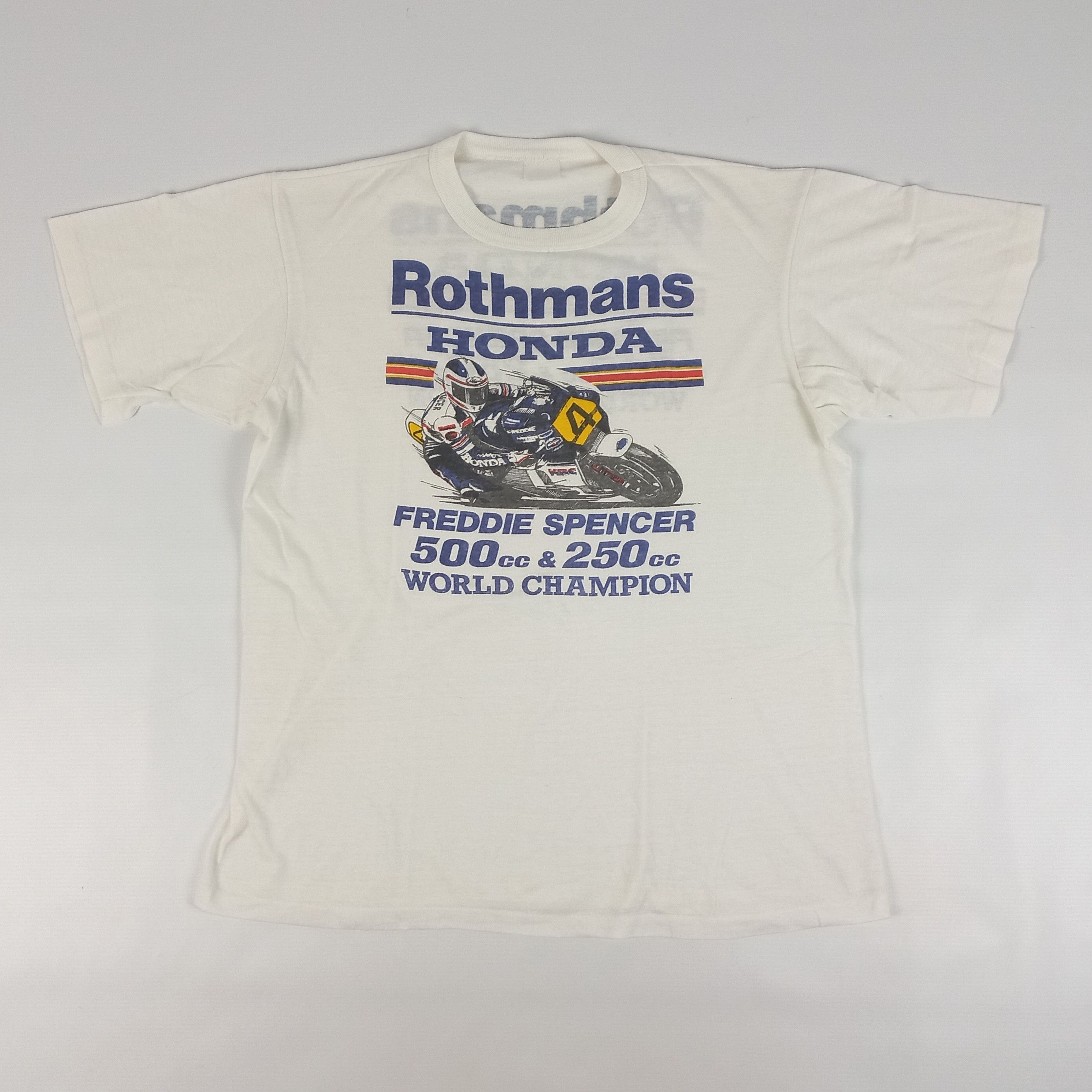 image of Freddie Spencer, Honda Vintage T-Shirt 80's in White, Men's (Size Large)