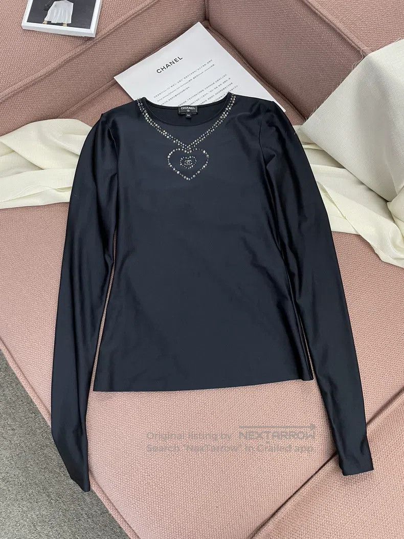 Chanel Chanel Black hot diamond love undershirt long sleeves Size XXS / US 00 / IT 34 - 1 Thumbnail