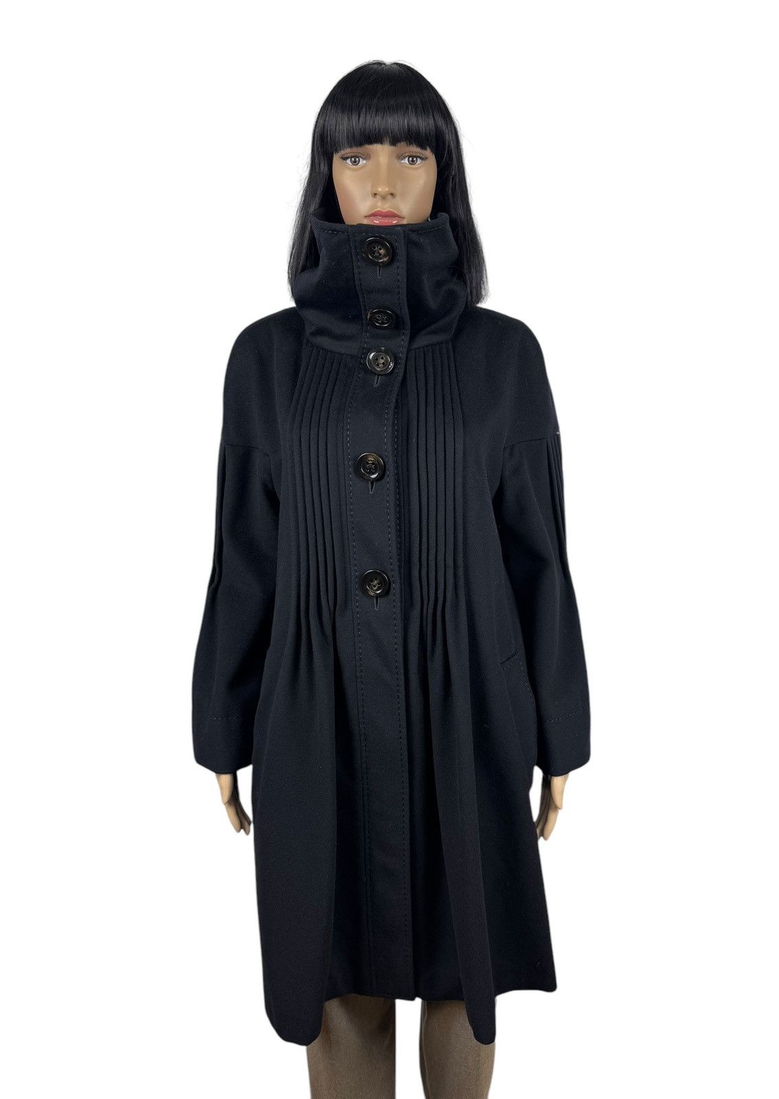 Sportmax Sportmax Virgin Wool Pleated Coat Mock Neck size IT46 US12 Size XL / US 12-14 / IT 48-50 - 1 Thumbnail