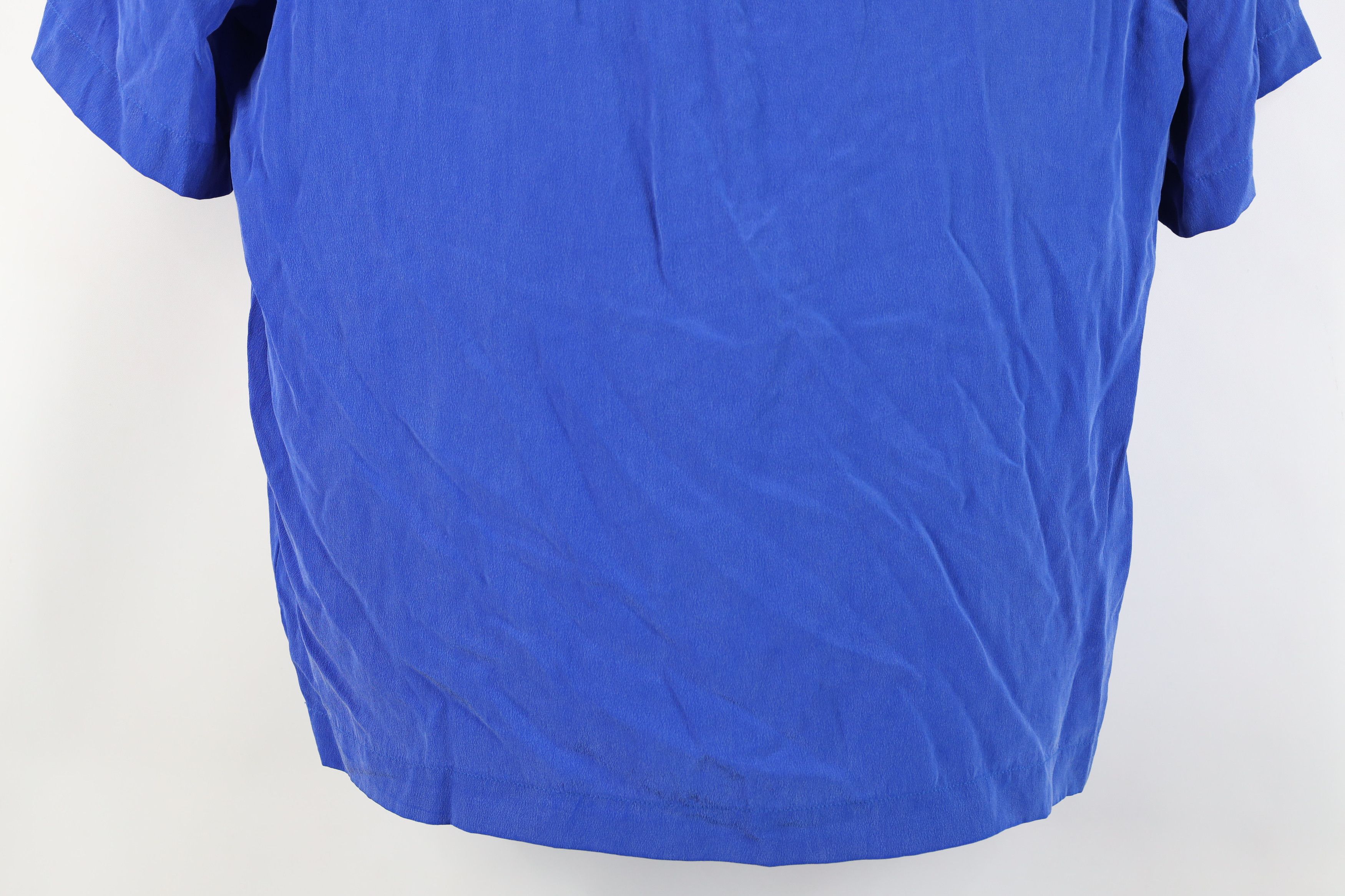 Vintage Vintage 90s Streetwear Blank Silk Short Sleeve Shirt Blue Size L / US 10 / IT 46 - 12 Thumbnail