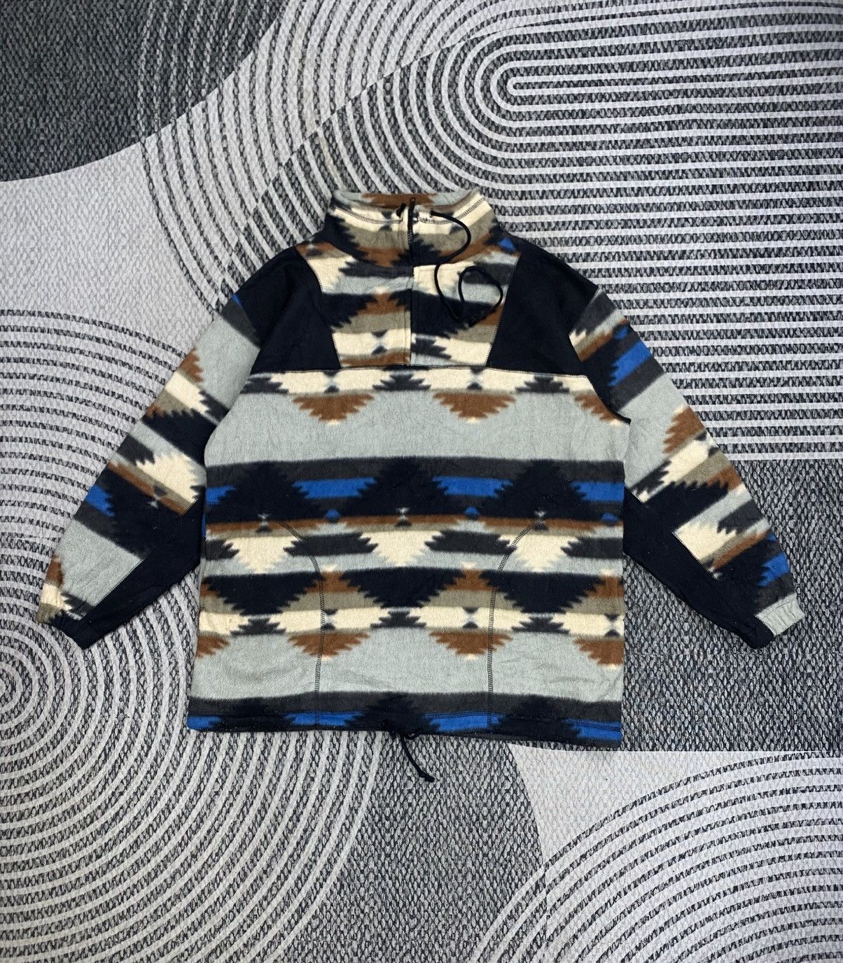 Japanese Brand Vintage Port Arthur Quarter Zip Aztex Print Fleece Shirt Size US L / EU 52-54 / 3 - 1 Thumbnail