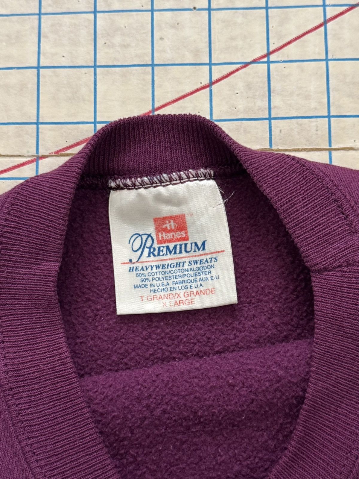 Hanes Vintage Hanes Premium Burgundy Striped Crewneck XL USA Made Size US XL / EU 56 / 4 - 6 Thumbnail