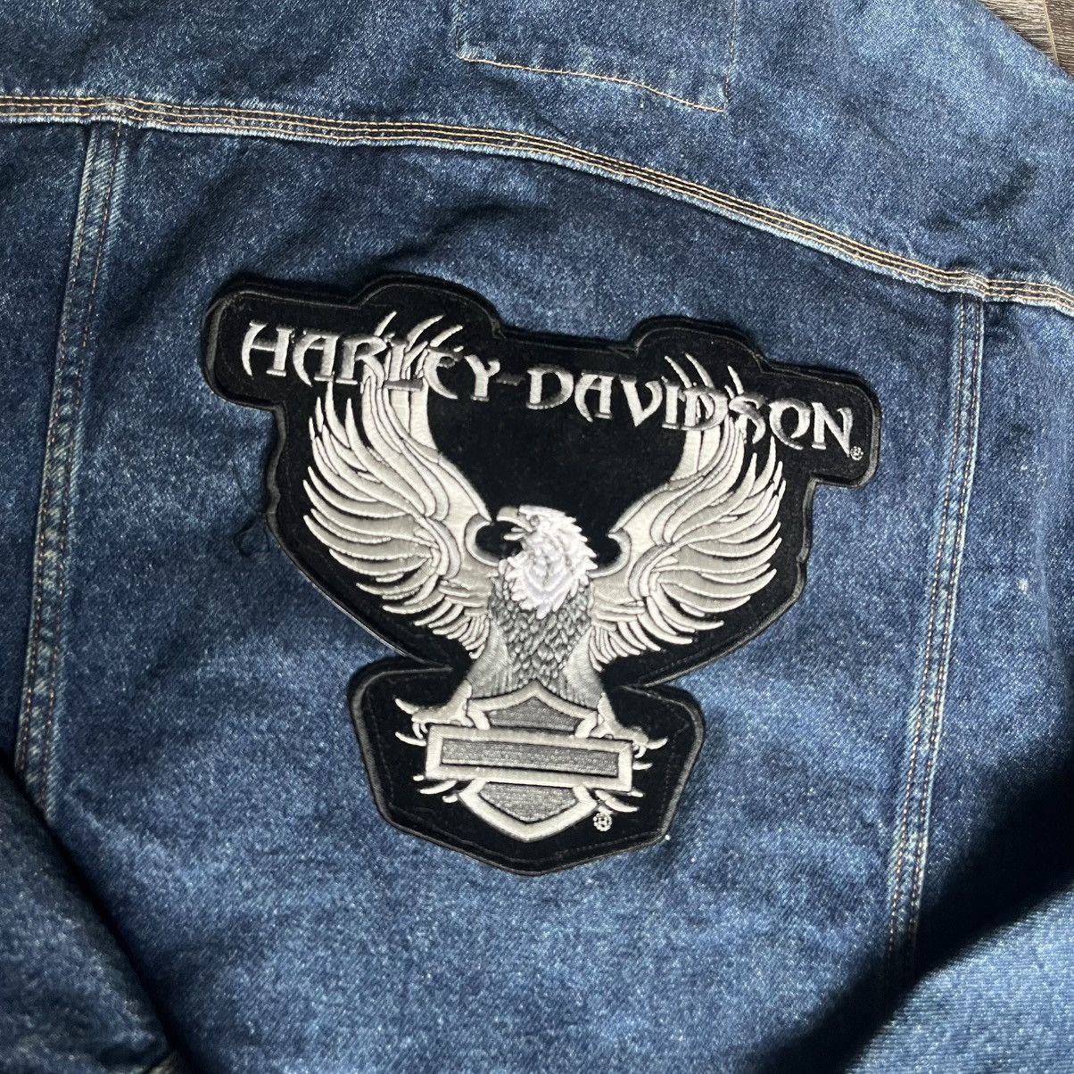 Harley Davidson Vintage 90s Harley Davidson Eagle Patch Denim Trucker Jacket Size US XL / EU 56 / 4 - 4 Thumbnail