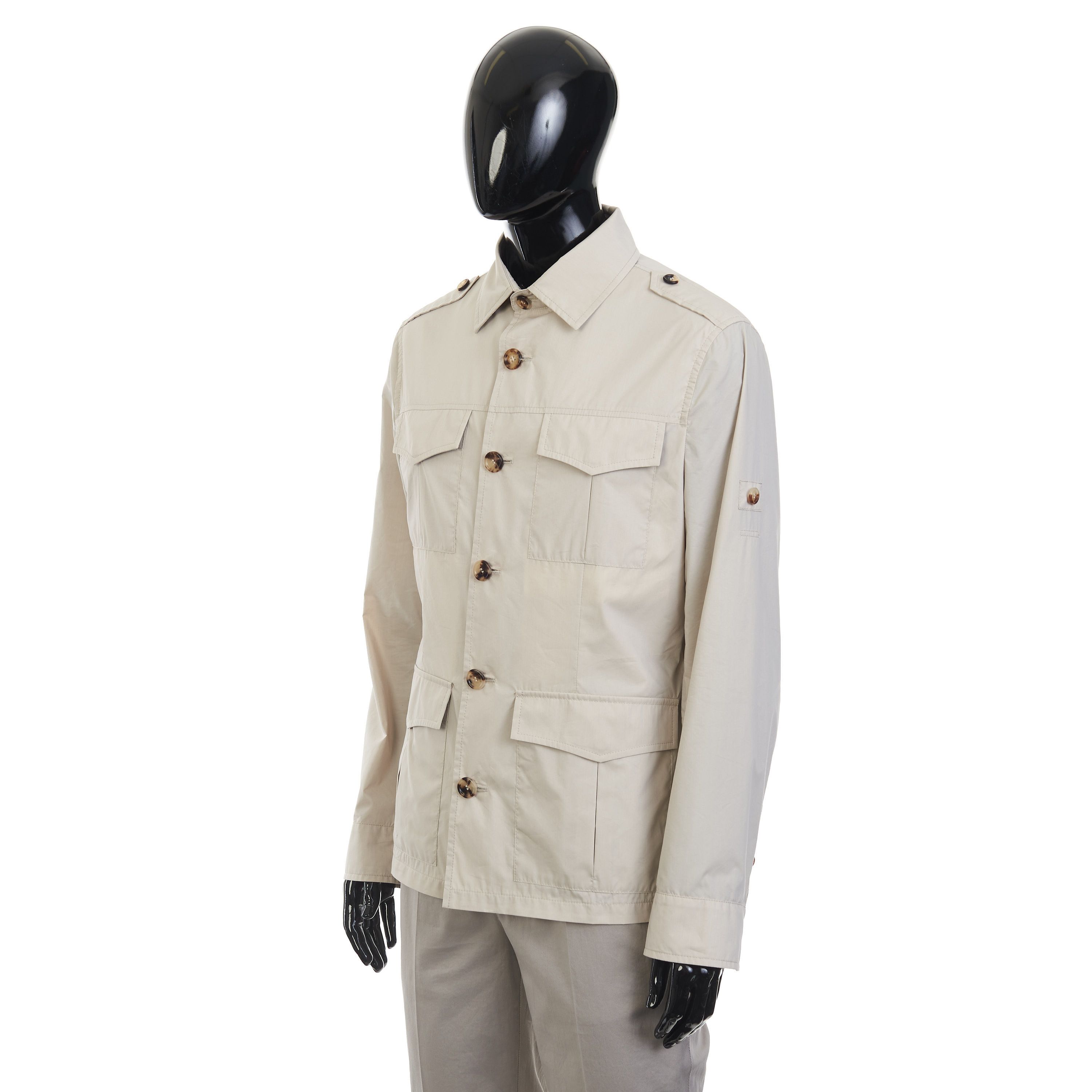 Brunello Cucinelli Light Beige Waterproof Jacket - Cotton Canvas, Multi Pockets Size US L / EU 52-54 / 3 - 2 Thumbnail