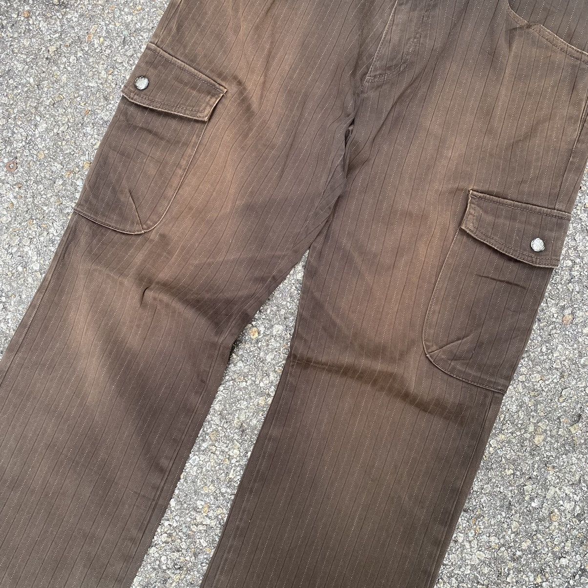Japanese Brand Japanese SPINASH Faded Brown Cargo Stripped Pants Size US 32 / EU 48 - 3 Thumbnail