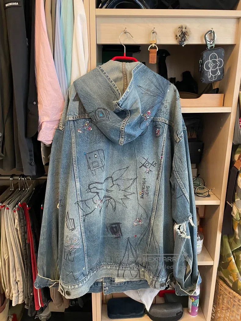 Balenciaga Balenciaga Hooded Denim Jacket Size US S / EU 44-46 / 1 - 2 Thumbnail