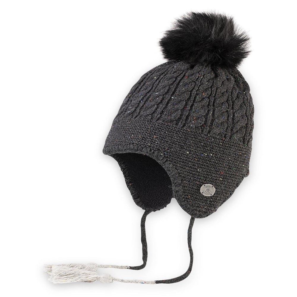 Other Pistil Gray Fernie Earflap Knit Tassle Pompom Winter Hat Size ONE SIZE - 1 Thumbnail