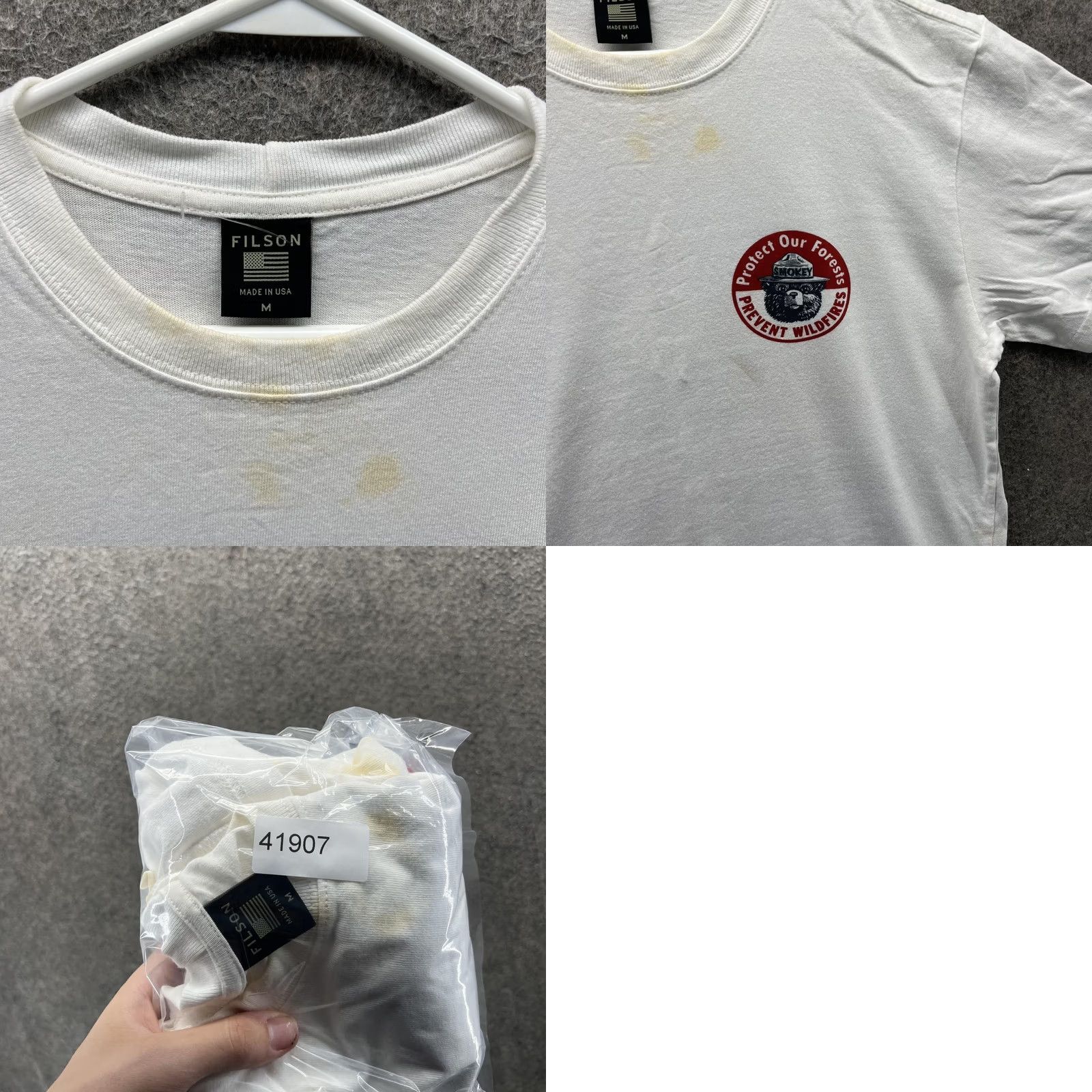 Filson Filson Shirt Mens Medium White Smokey Bear Prevent Wildfires Graphic Tee USA Shirt Size US M / EU 48-50 / 2 - 8 Thumbnail