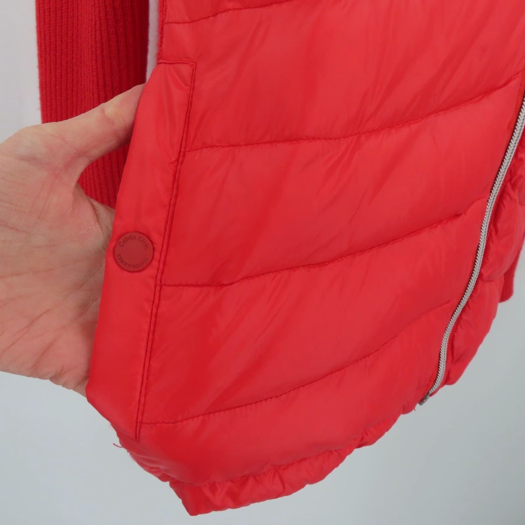 Calvin Klein Calvin Klein Performance Women Jacket S Red Quilted Puff Front Knit Zip Coat Womens Size S / US 4 / IT 40 - 4 Thumbnail
