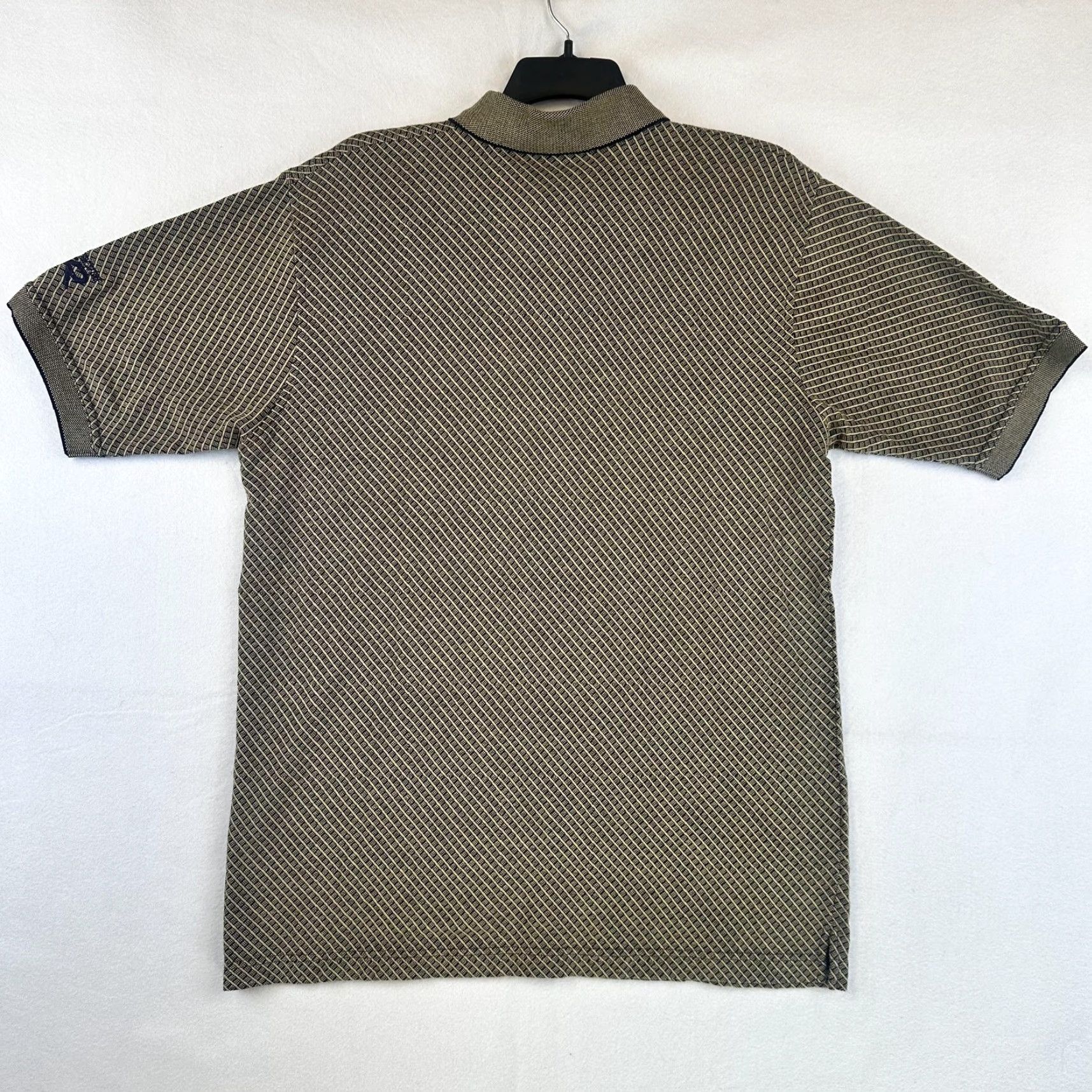 Bill Blass Bill Blass Polo Shirt Mens L Geometric Beige Navy Pattern Classic Casual 100% Cotton Polo Mens Size US L / EU 52-54 / 3 - 7 Thumbnail