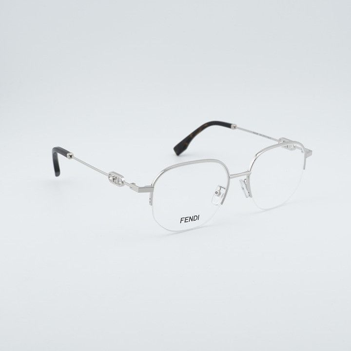 Fendi Fendi FE50104F 016 Eyeglasses Shiny Palladium 53mm Round Size ONE SIZE - 5 Thumbnail