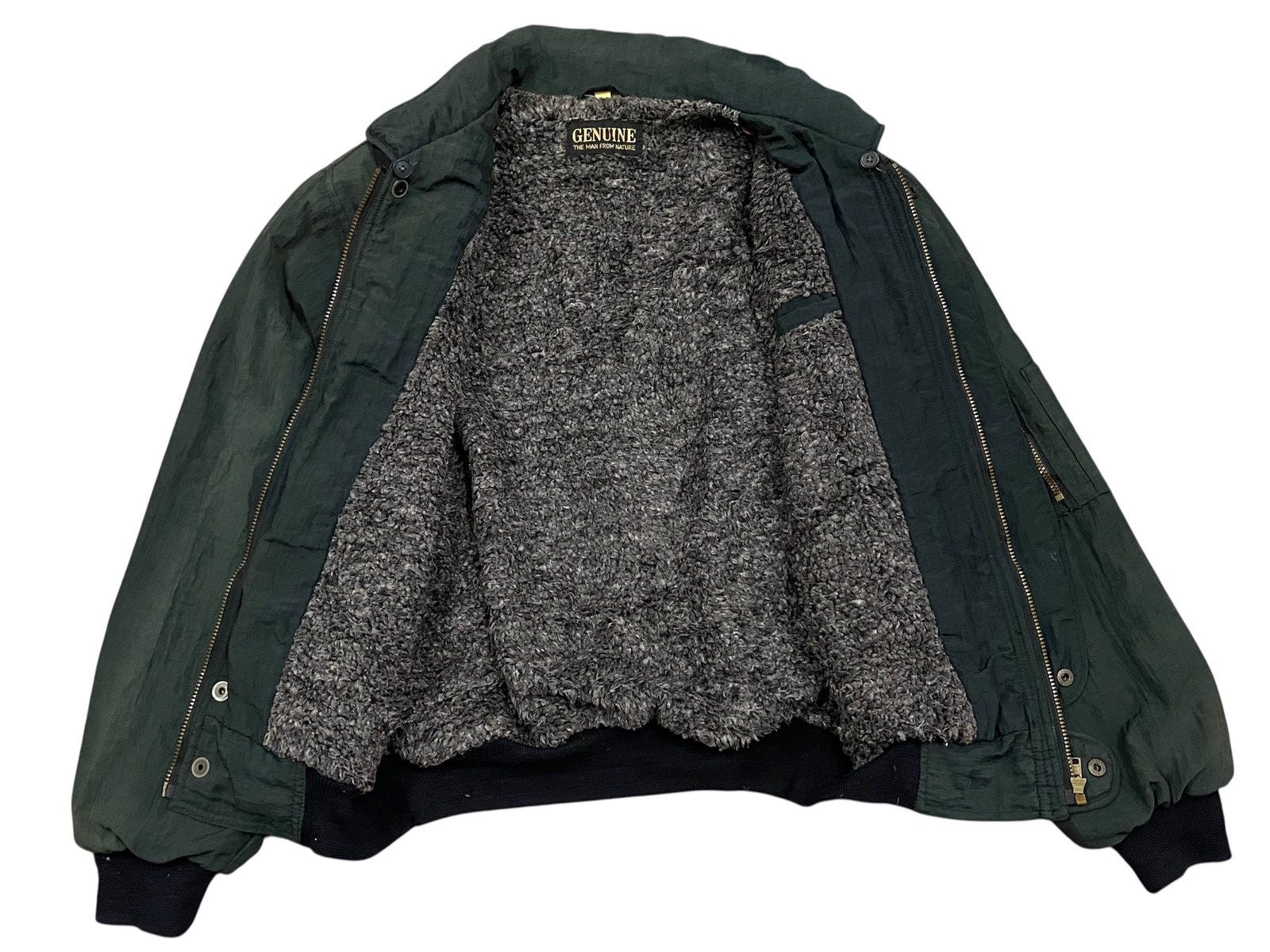 Vintage Vtg Green Crinkled Nylon Bomber Jacket Sherpa Lined Size US L / EU 52-54 / 3 - 2 Thumbnail