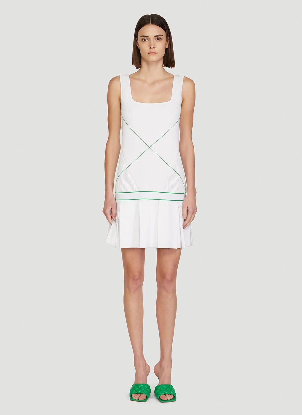 Bottega Veneta o1y0725 Sleeveless Mini Dress in White Size S / US 4 / IT 40 - 1 Thumbnail