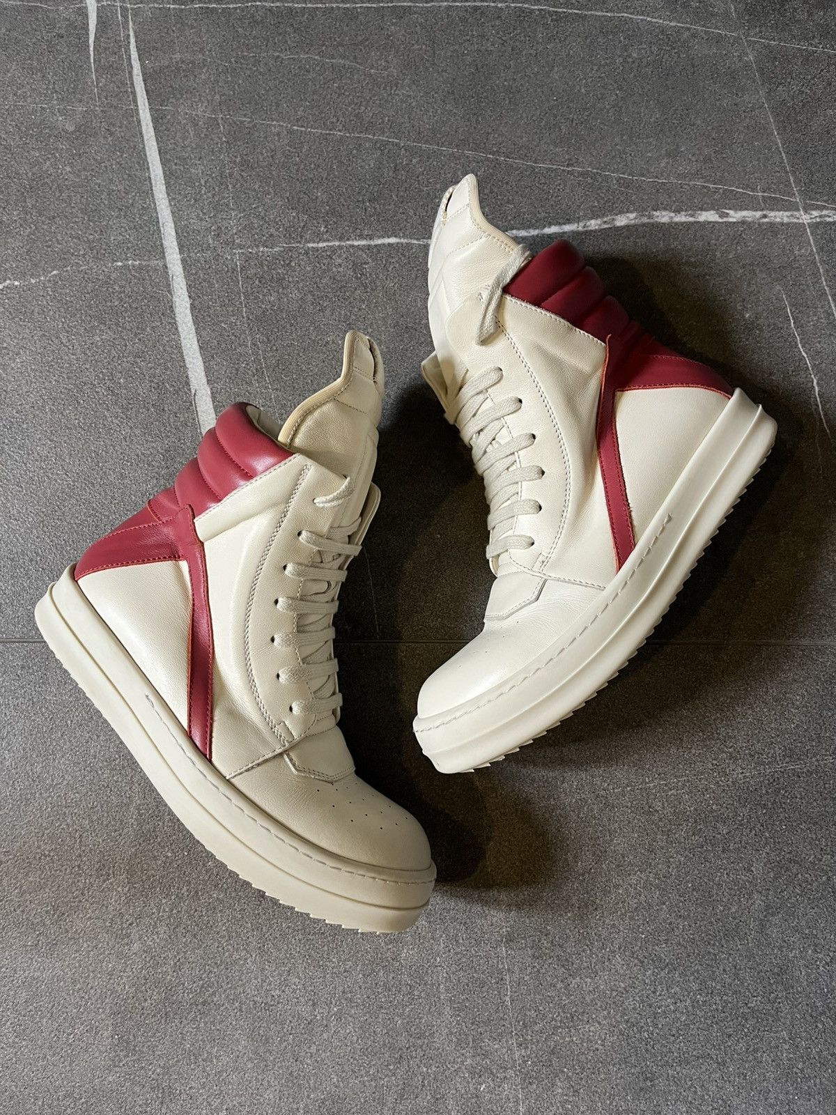 Rick Owens Rick Owens Red Fur Geobaskets | Grailed