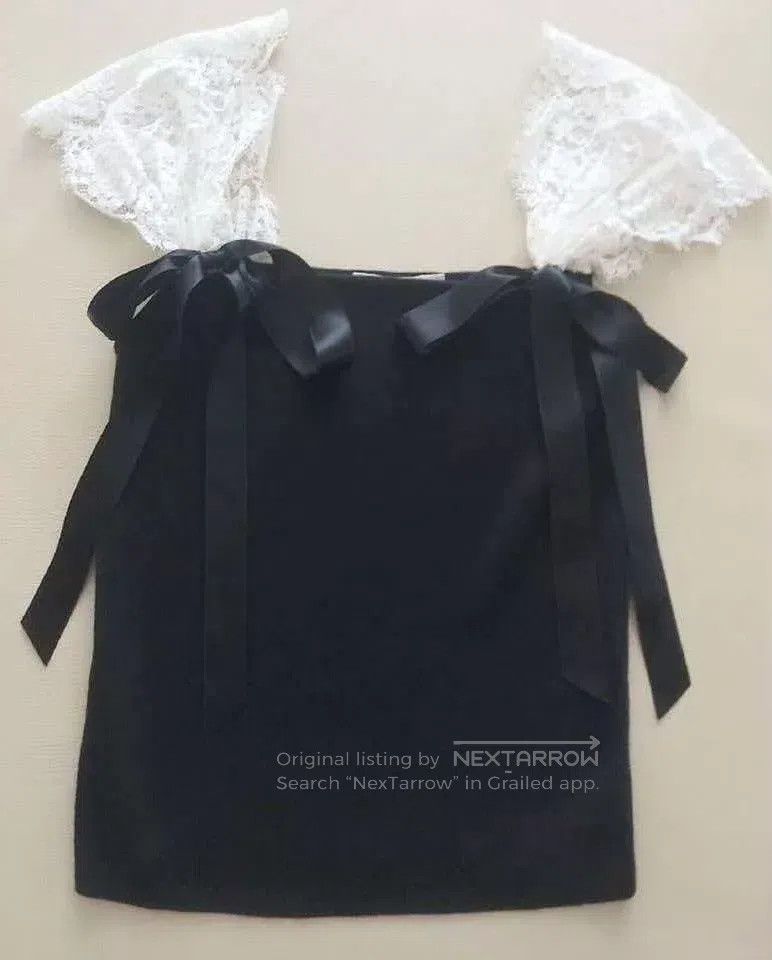 Valentino Valentino Black lace ribbon top Size M / US 6-8 / IT 42-44 - 4 Thumbnail