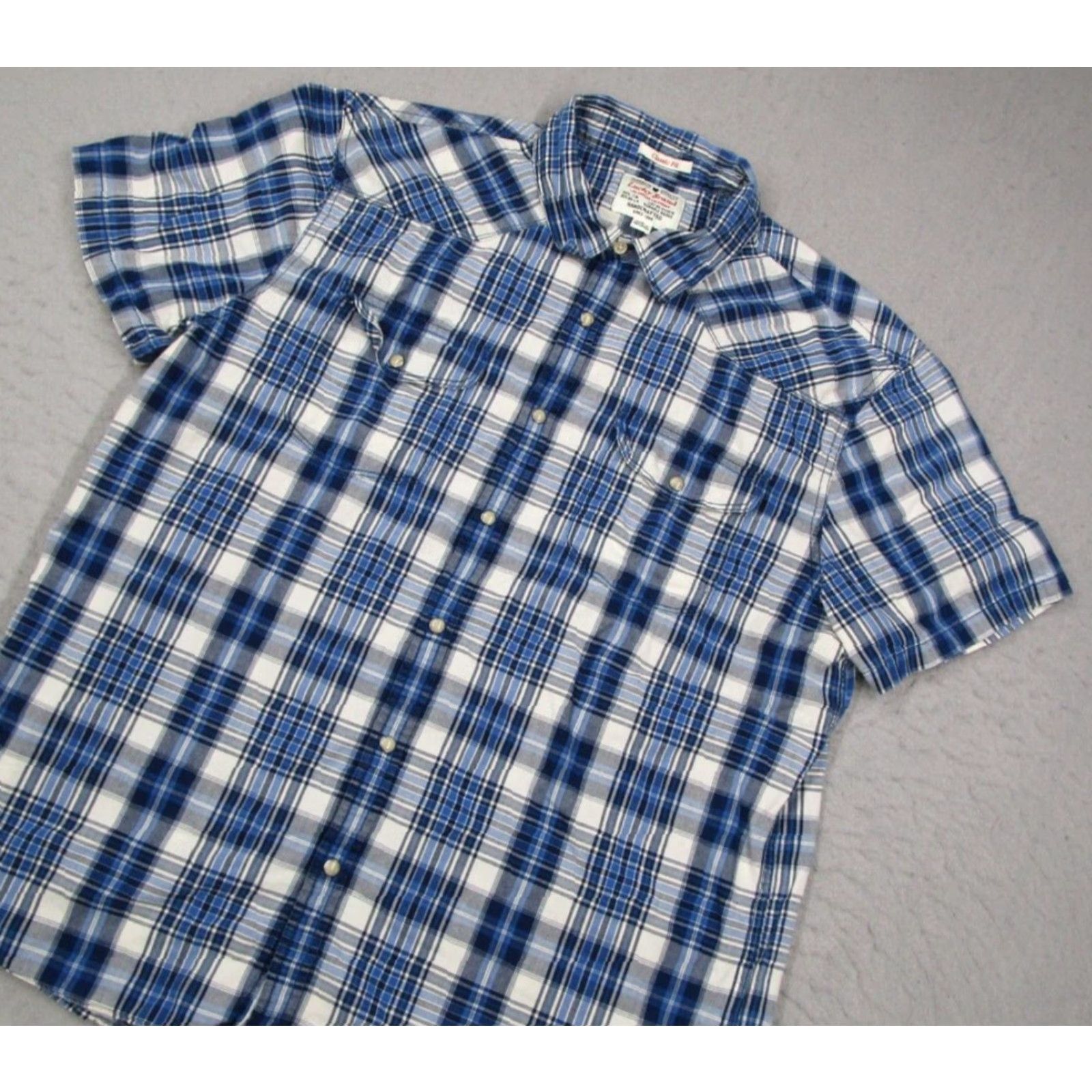 Lucky Brand VINTAGE Lucky Brand Men's Short Sleeve Plaid Western Button-Up Shirt L Blue Cotton Style Cowgirl Retro Size US L / EU 52-54 / 3 - 2 Thumbnail