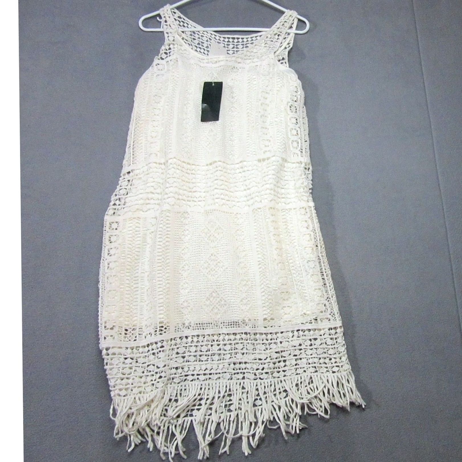 Ralph Lauren Lauren Ralph Lauren Dress Womens Medium Pearl White Crochet Lace Fringe Boho New Size M / US 6-8 / IT 42-44 - 2 Thumbnail