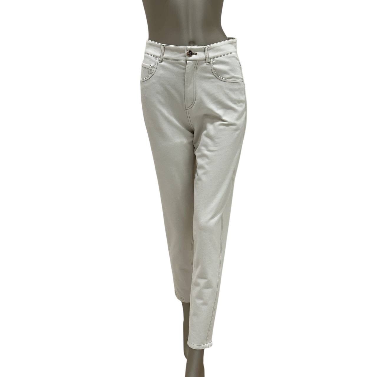 Brunello Cucinelli Brunello Cucinelli Ecru Cotton Pants Size 38 Size 25" / US 0 / IT 36 - 1 Thumbnail